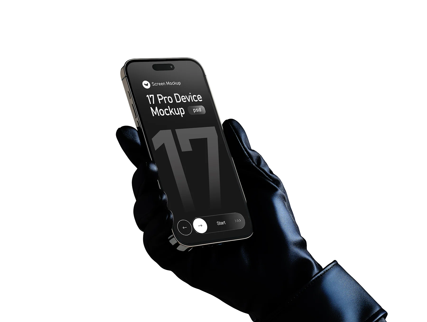 Iphone 17 Pro Max in Hand Wearing Gloves Mockup Set - 09 Scene
