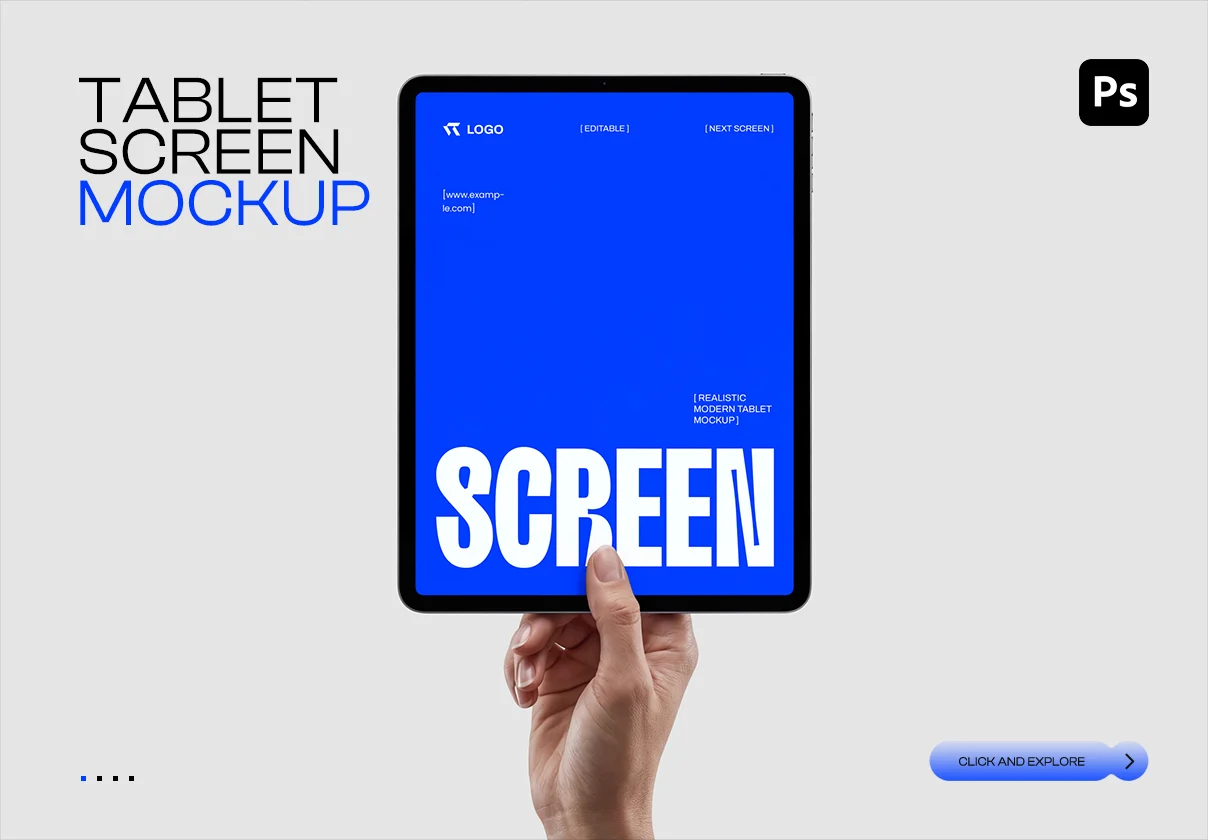 Hand Holding Tablet Mockup