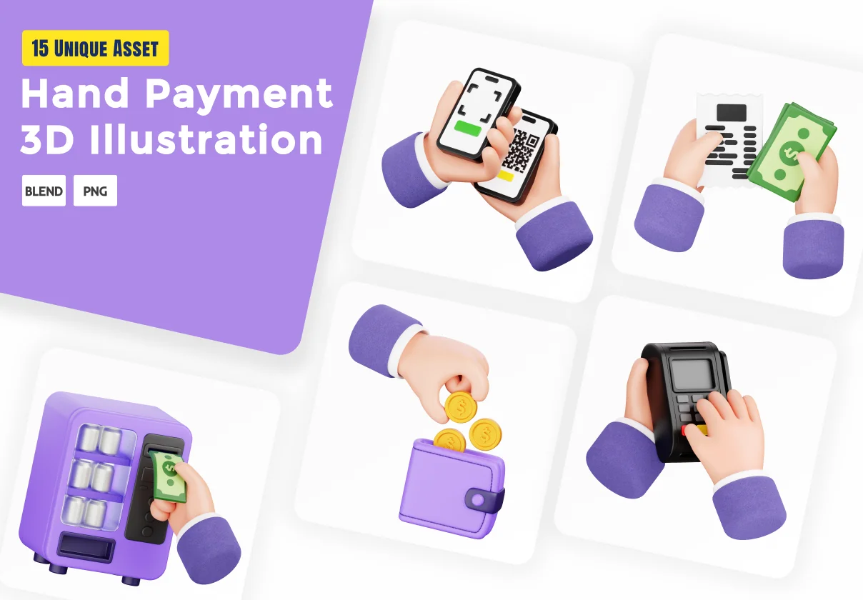 Hand Payment 3D Illustration