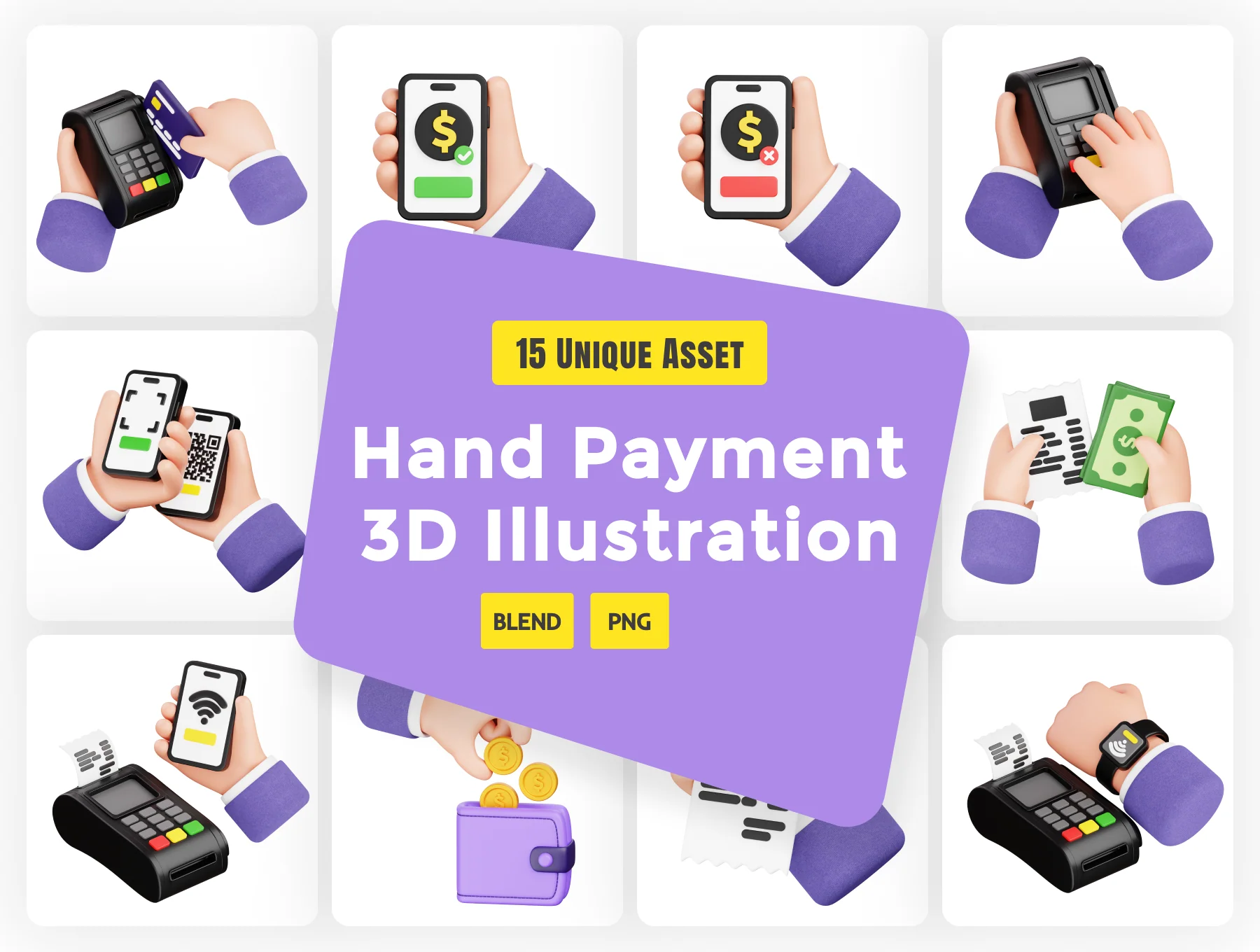 Hand Payment 3D Illustration