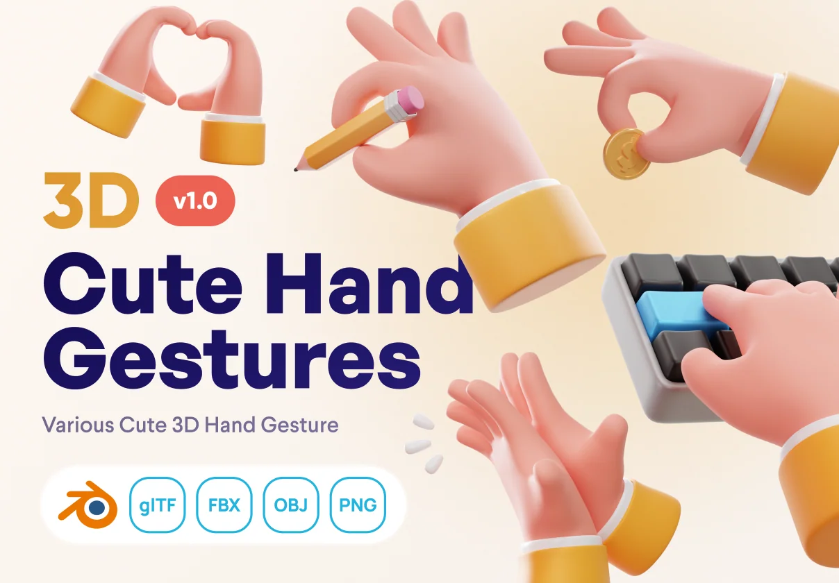Handflufy - Cute 3D Hand Gesture