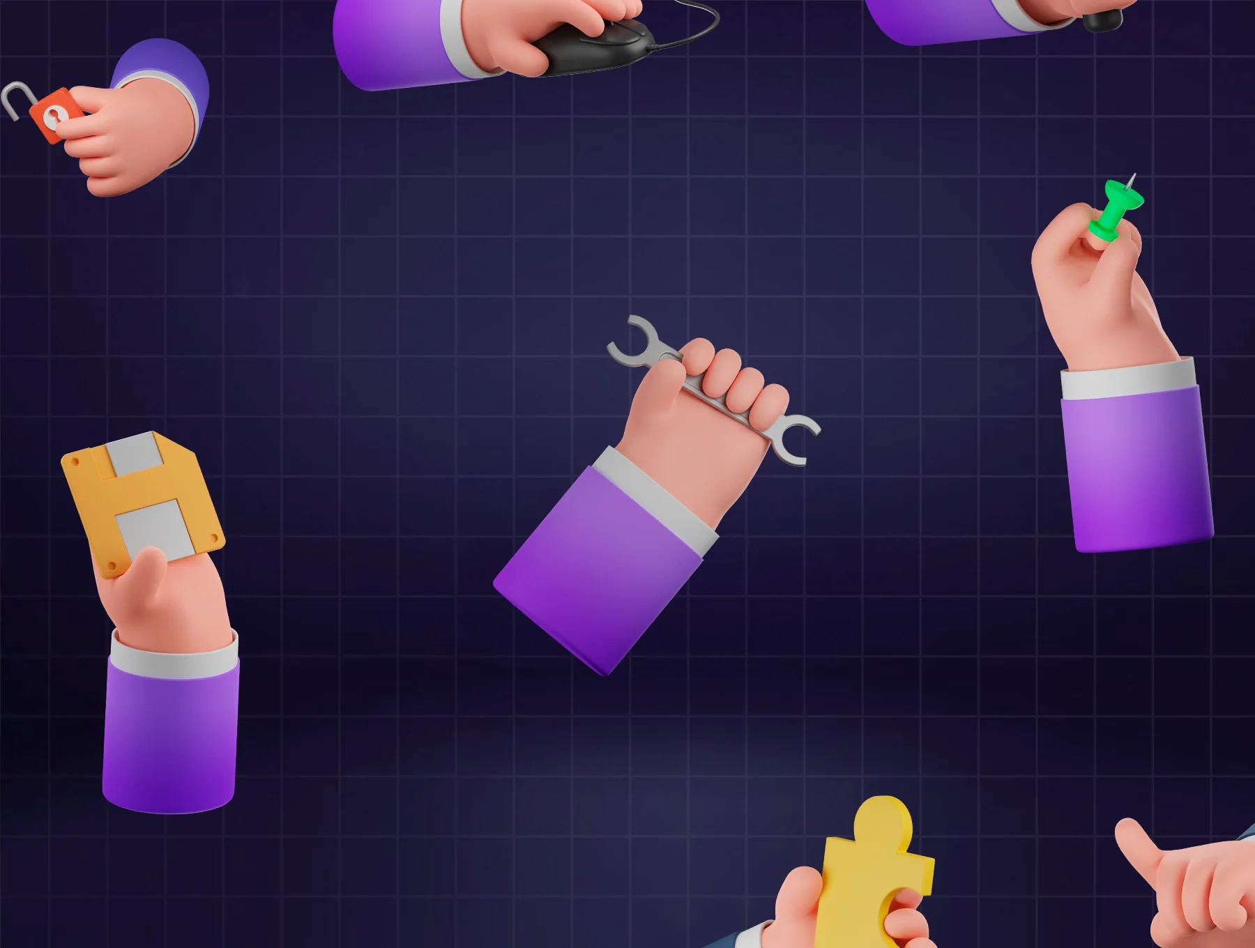 HANDS 3D Icons Set 5