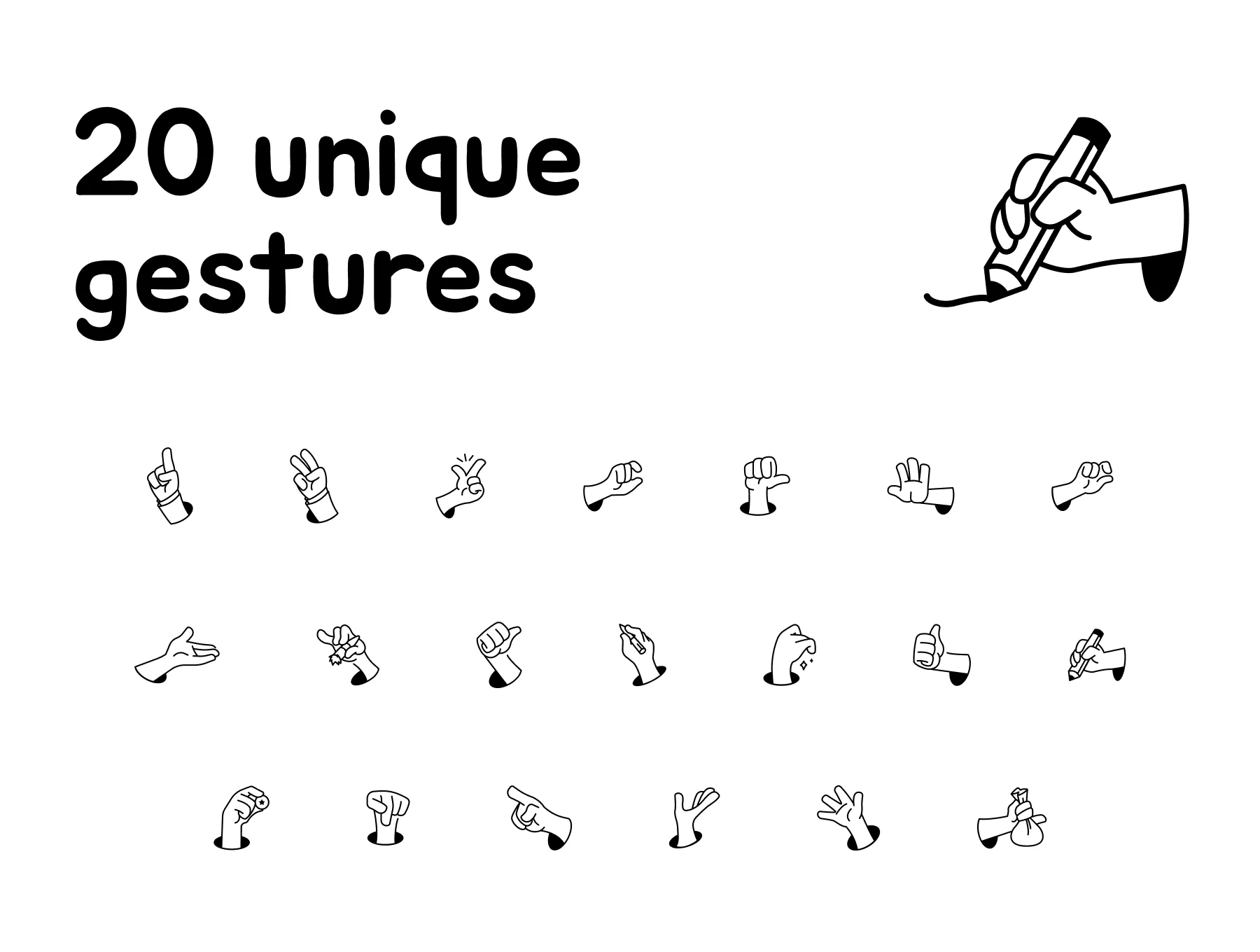 Hands gestures - drawn icons 2