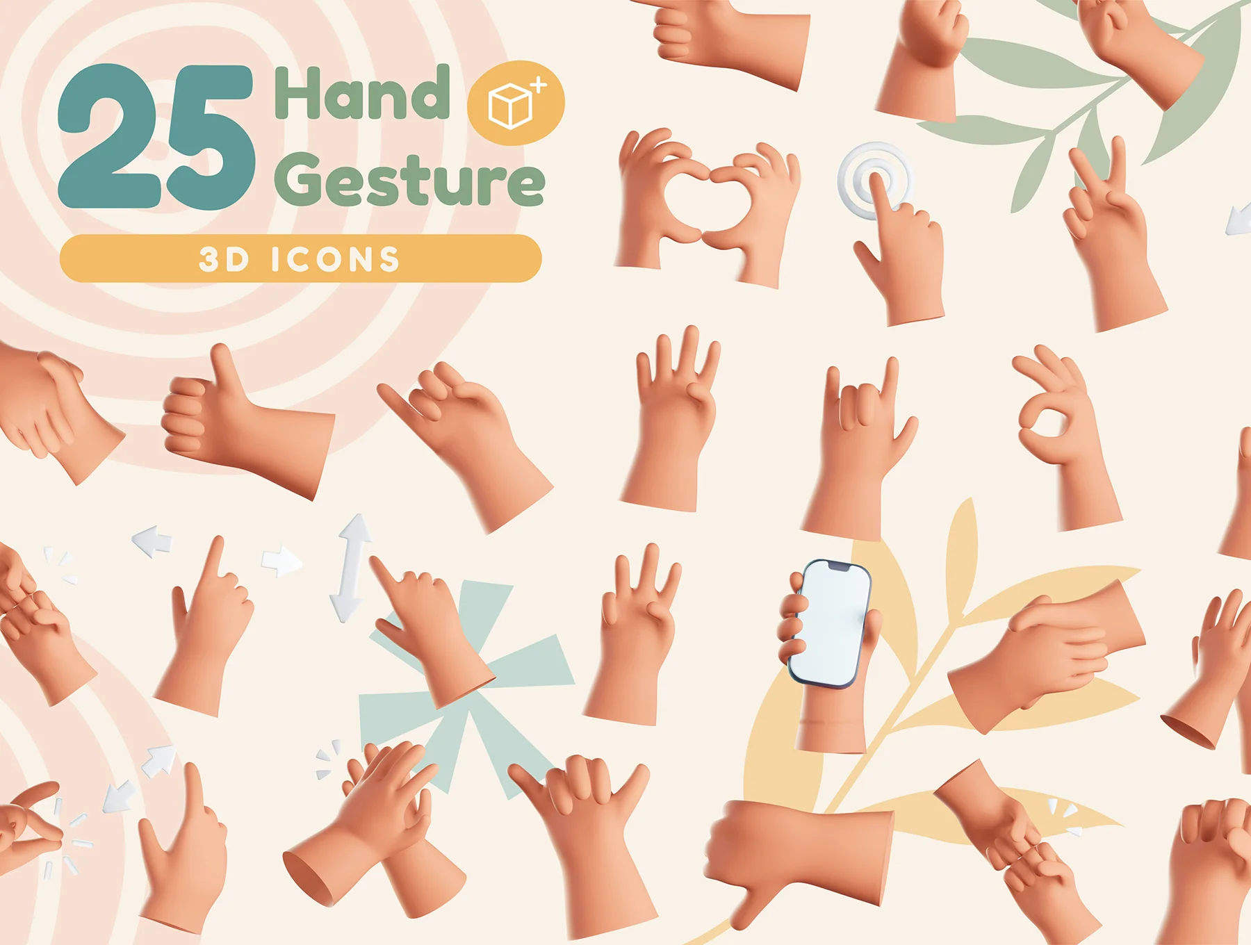 Hands Gesture 3D Icons 6