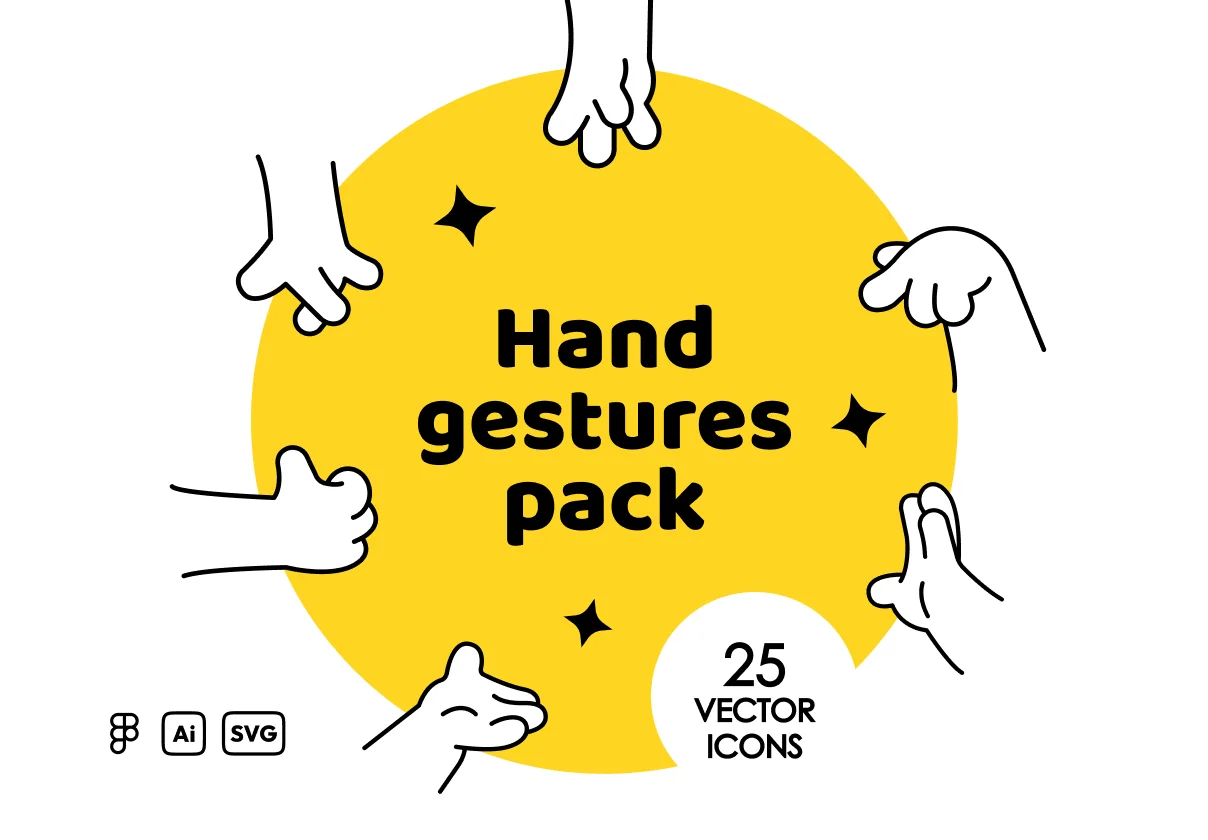 Hand gestures pack - drawn illustrations