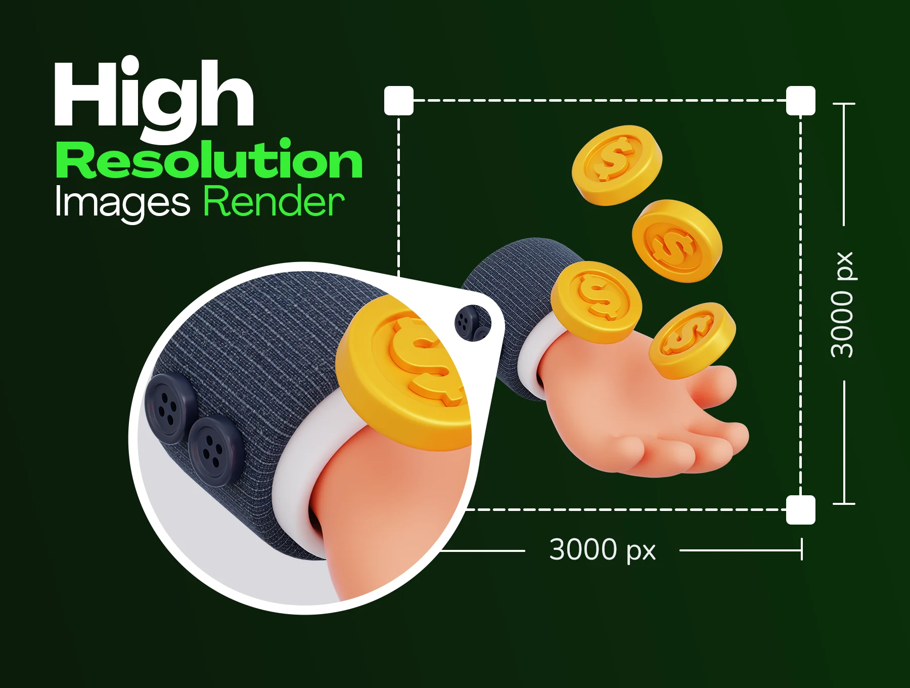 Hands Holding Money 3D Icon Pack 3