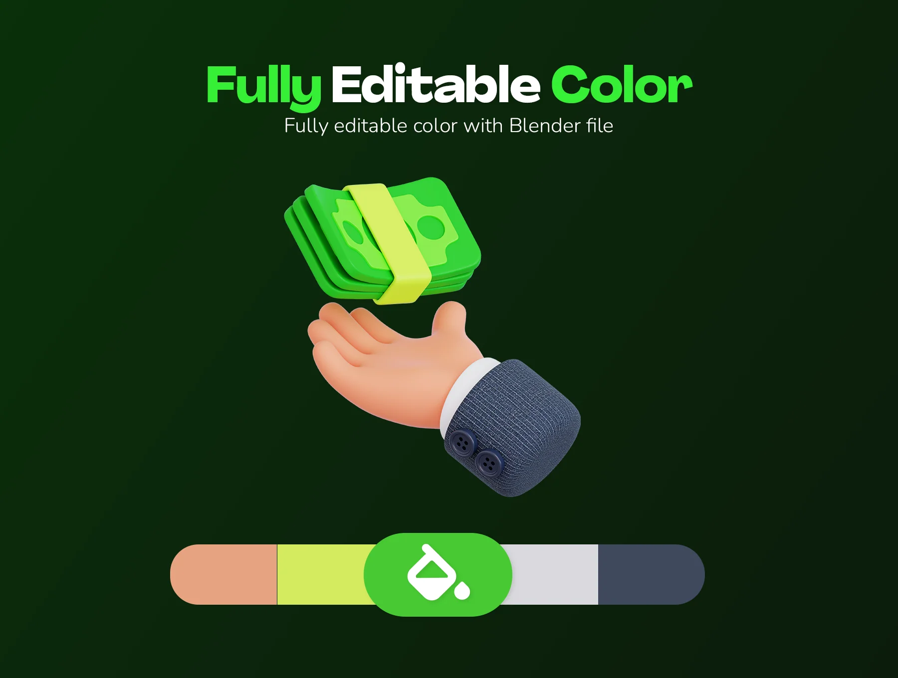Hands Holding Money 3D Icon Pack 4