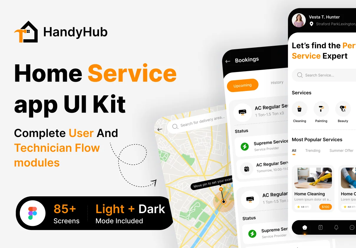 HandyHub UI Kit: On demand home service app (complete flow)