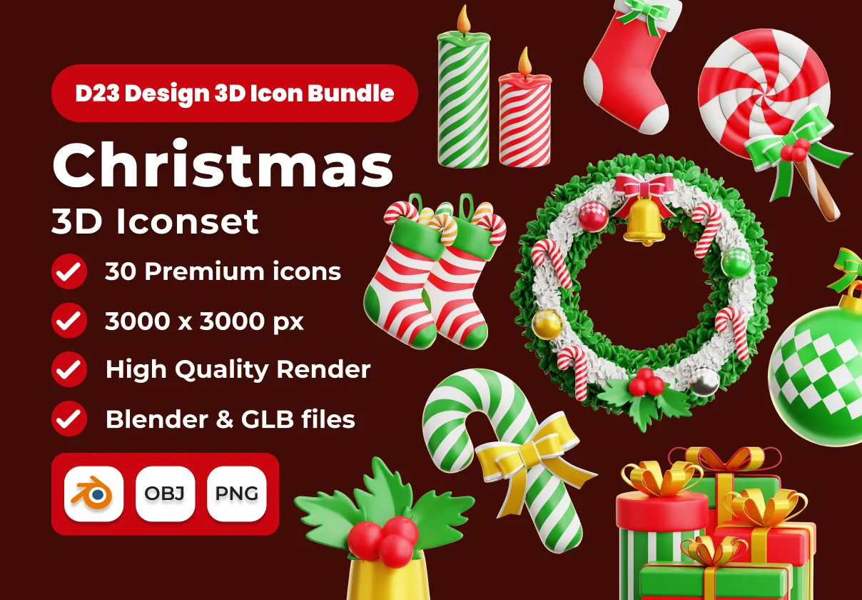 Happy Christmas Eve 3D Illustration Pack