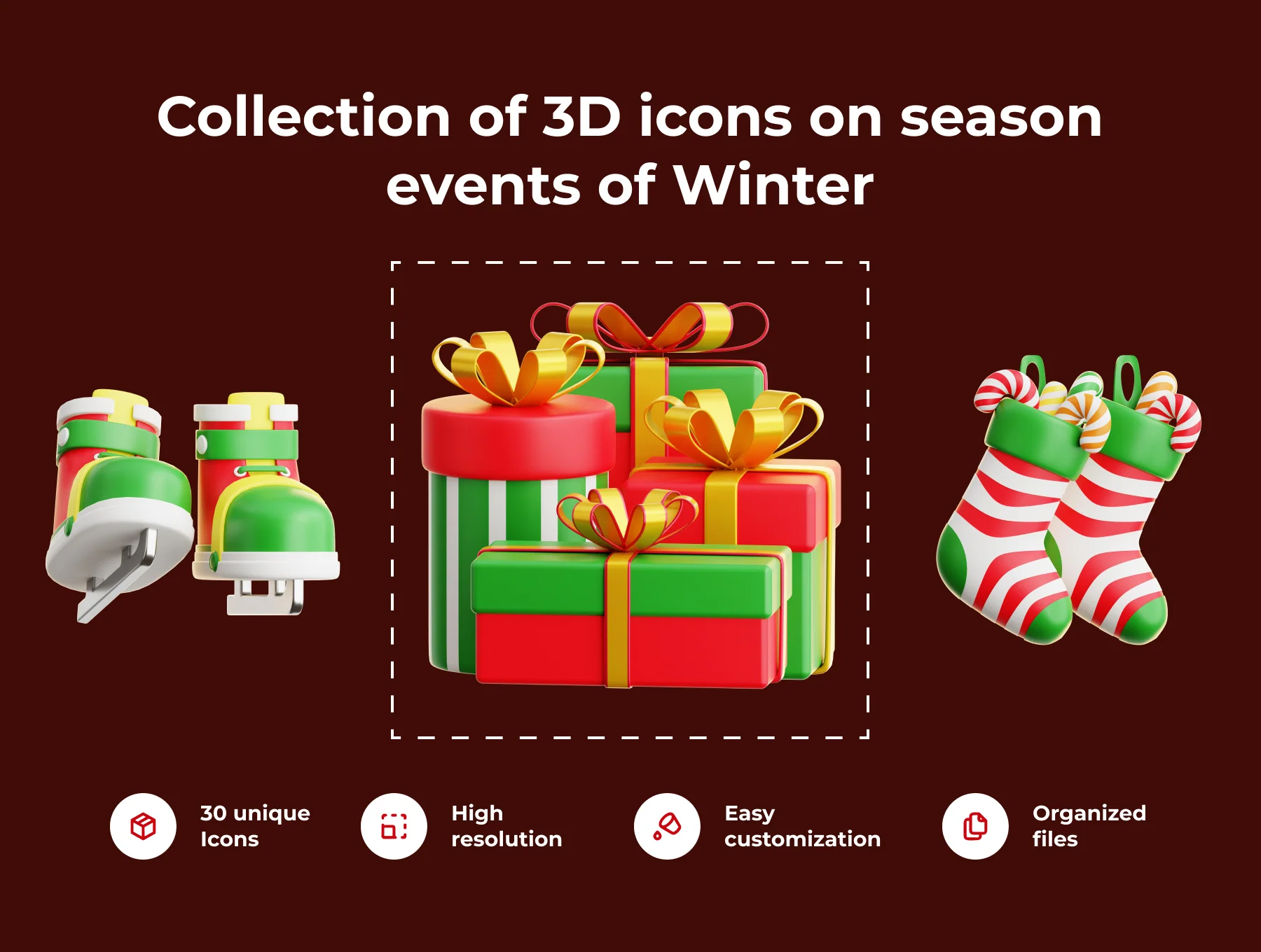 Happy Christmas Eve 3D Illustration Pack 2