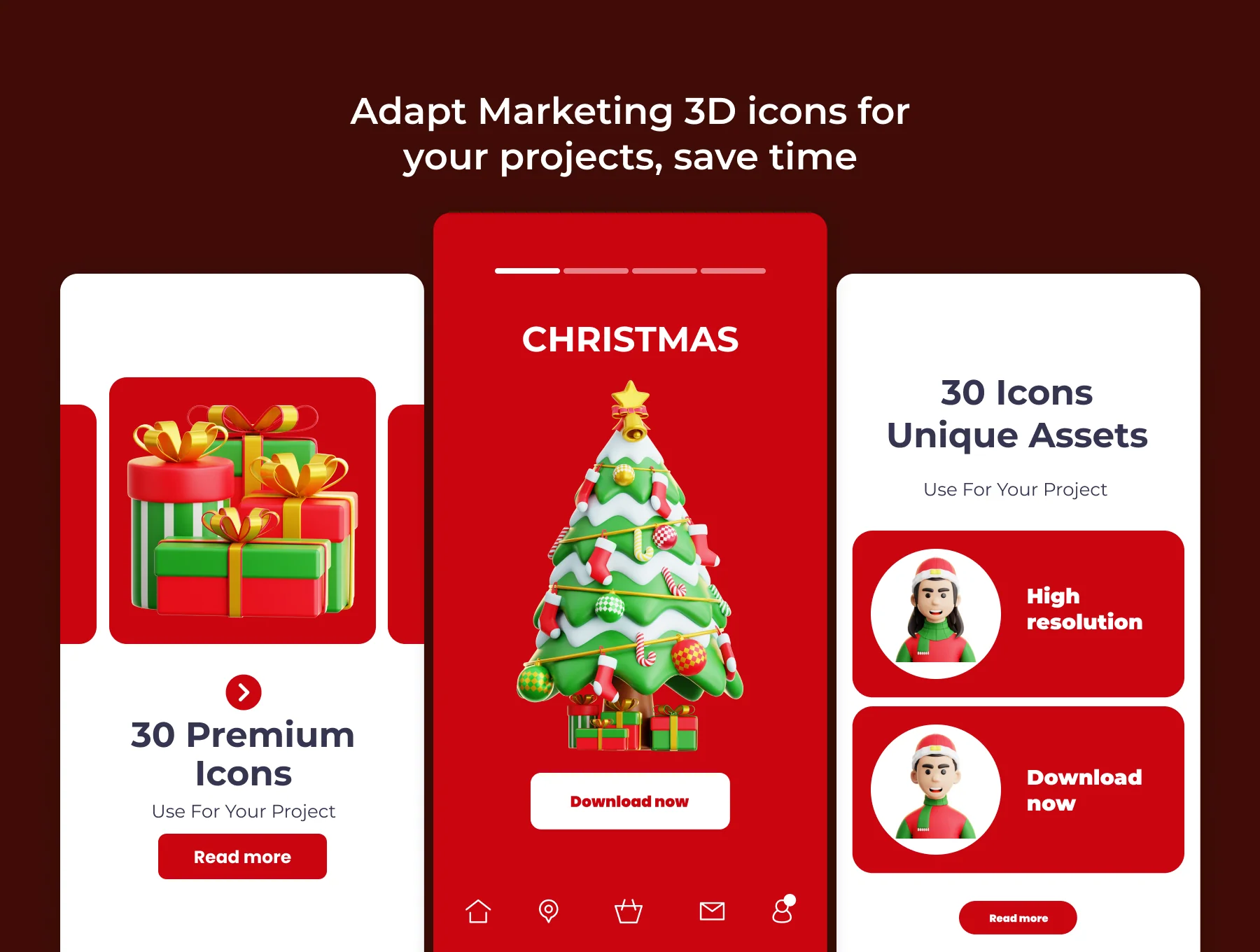 Happy Christmas Eve 3D Illustration Pack 3