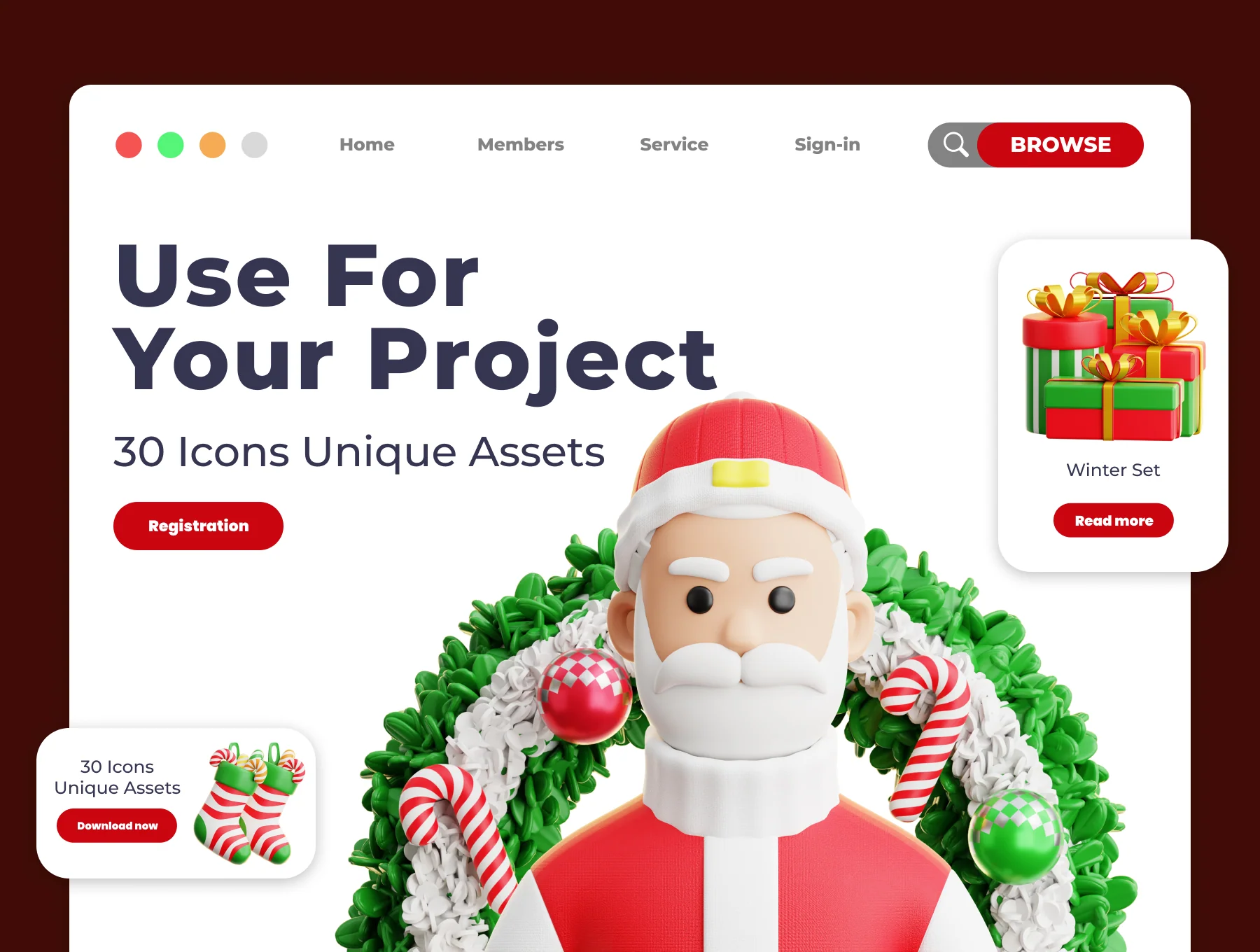 Happy Christmas Eve 3D Illustration Pack 4