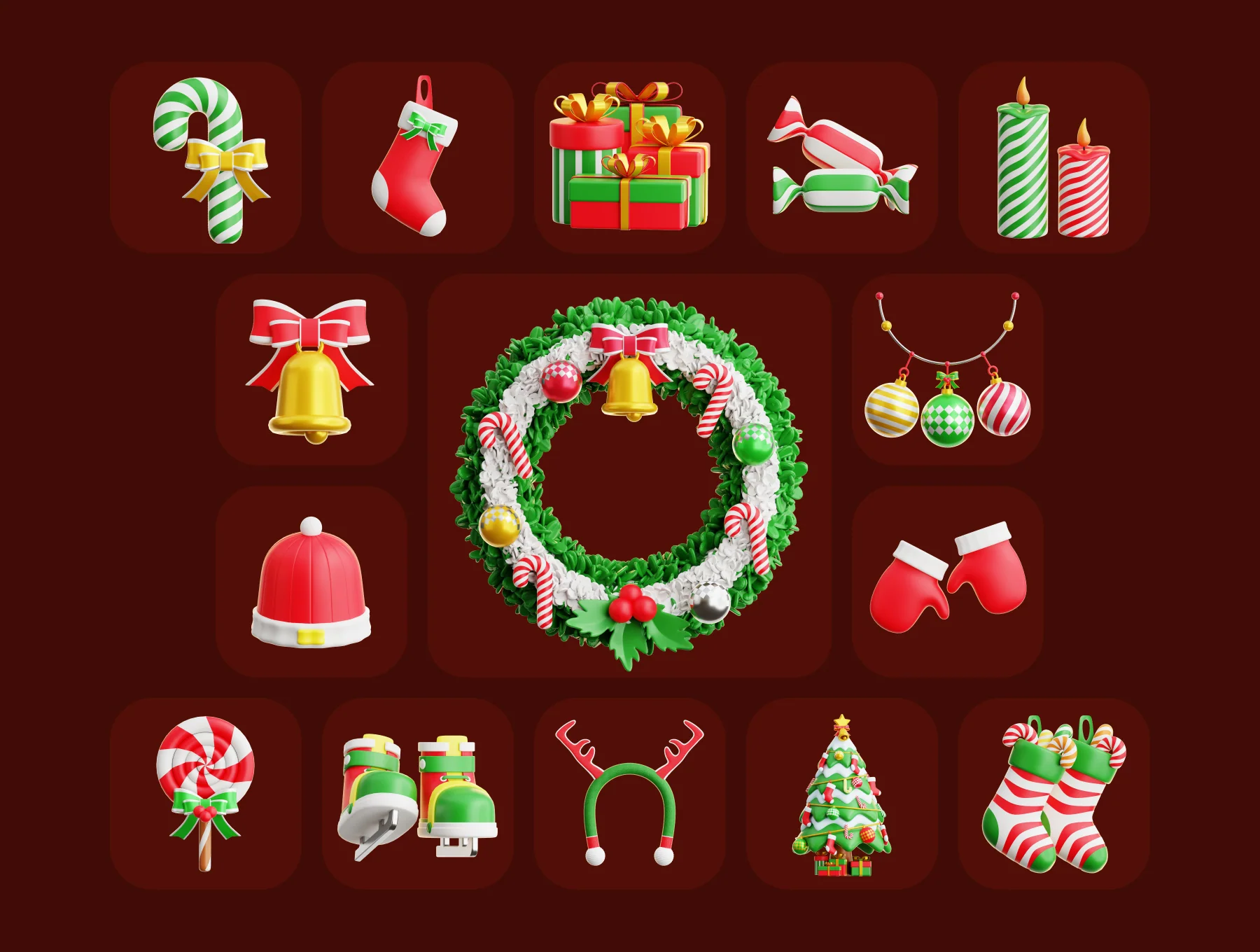 Happy Christmas Eve 3D Illustration Pack 6