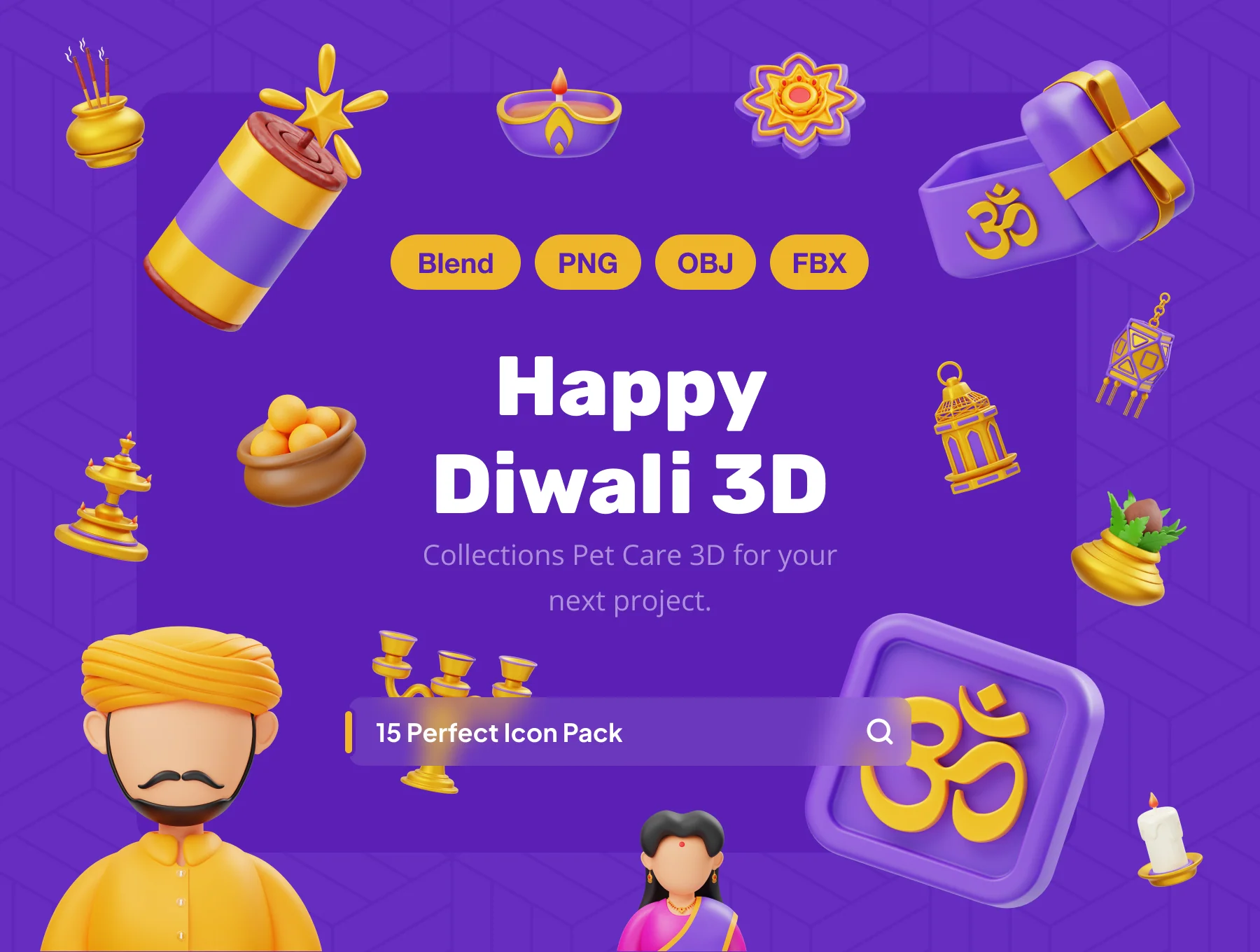Happy Diwali 3D Illustration