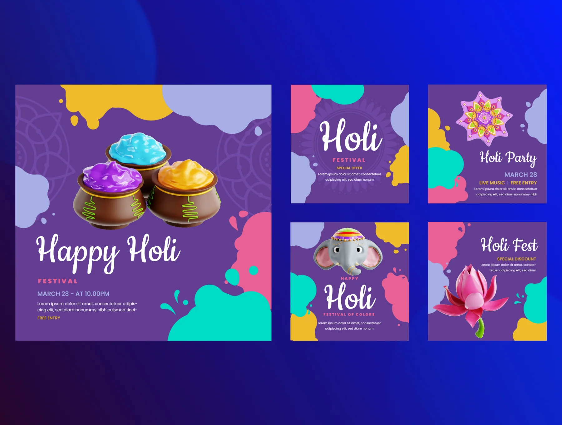 Happy Holi 3D Icon Set 5