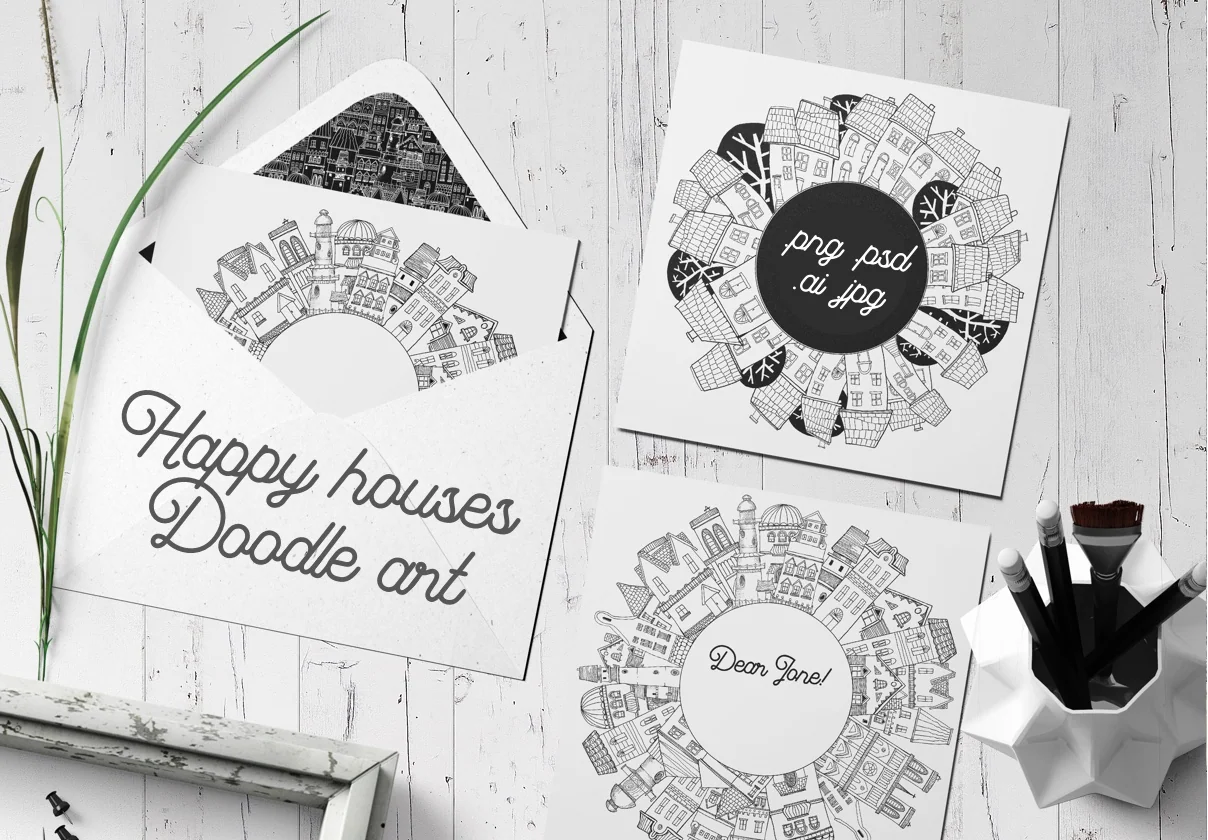 Happy House Doodle Art