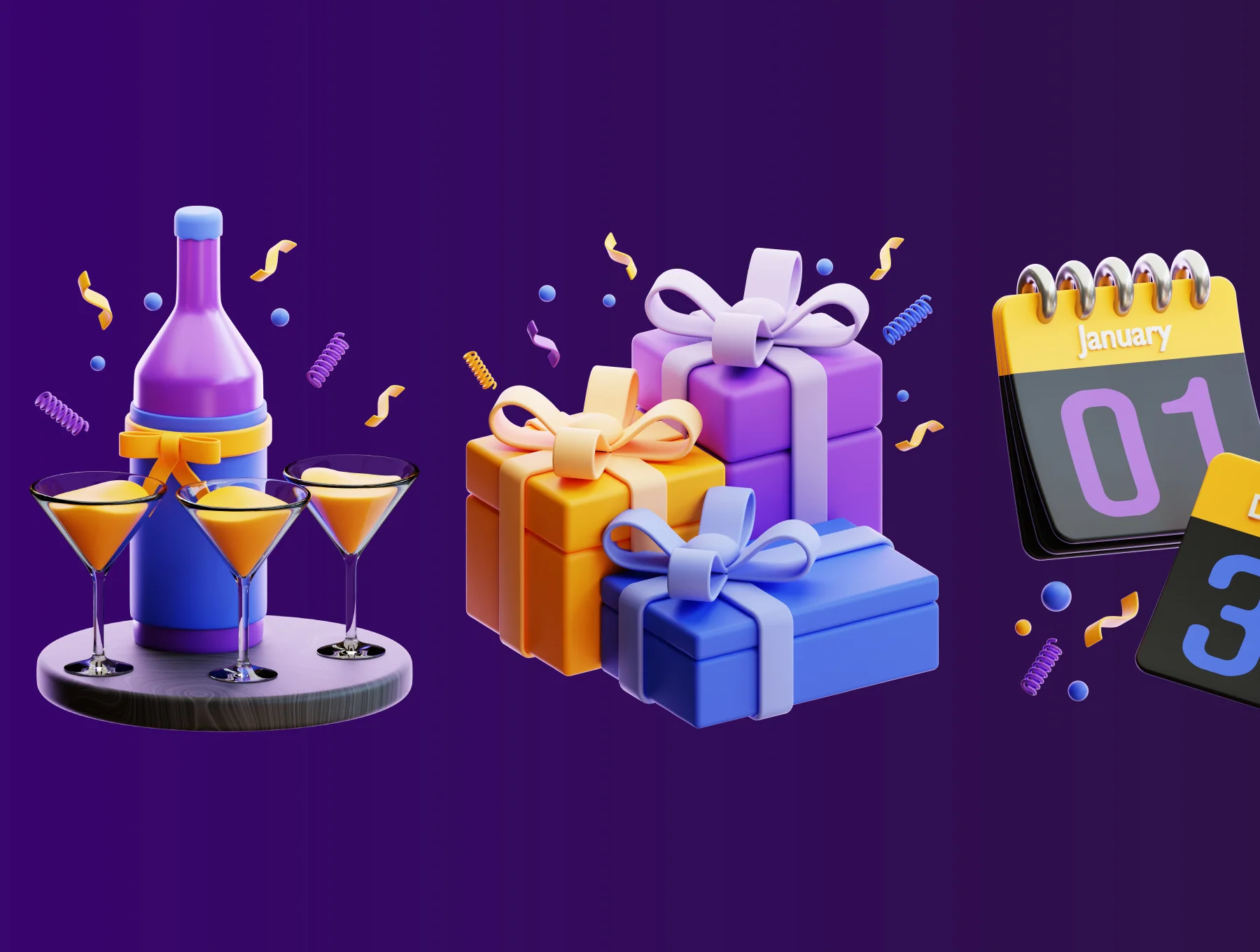 Happy New Year 3D Icon Pack 5