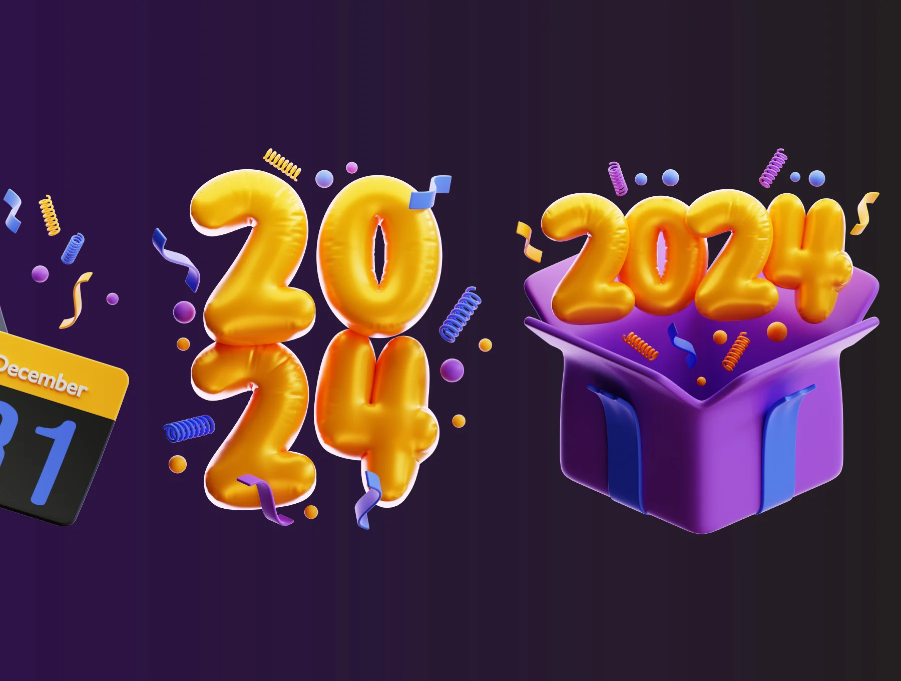 Happy New Year 3D Icon Pack 6