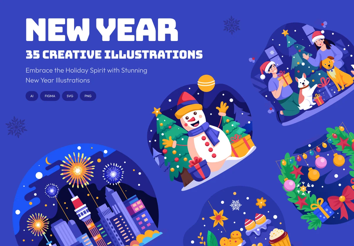 Happy New Year Illustration Pack