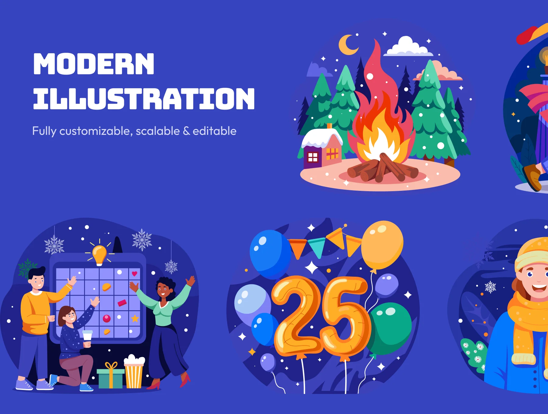 Happy New Year Illustration Pack 7