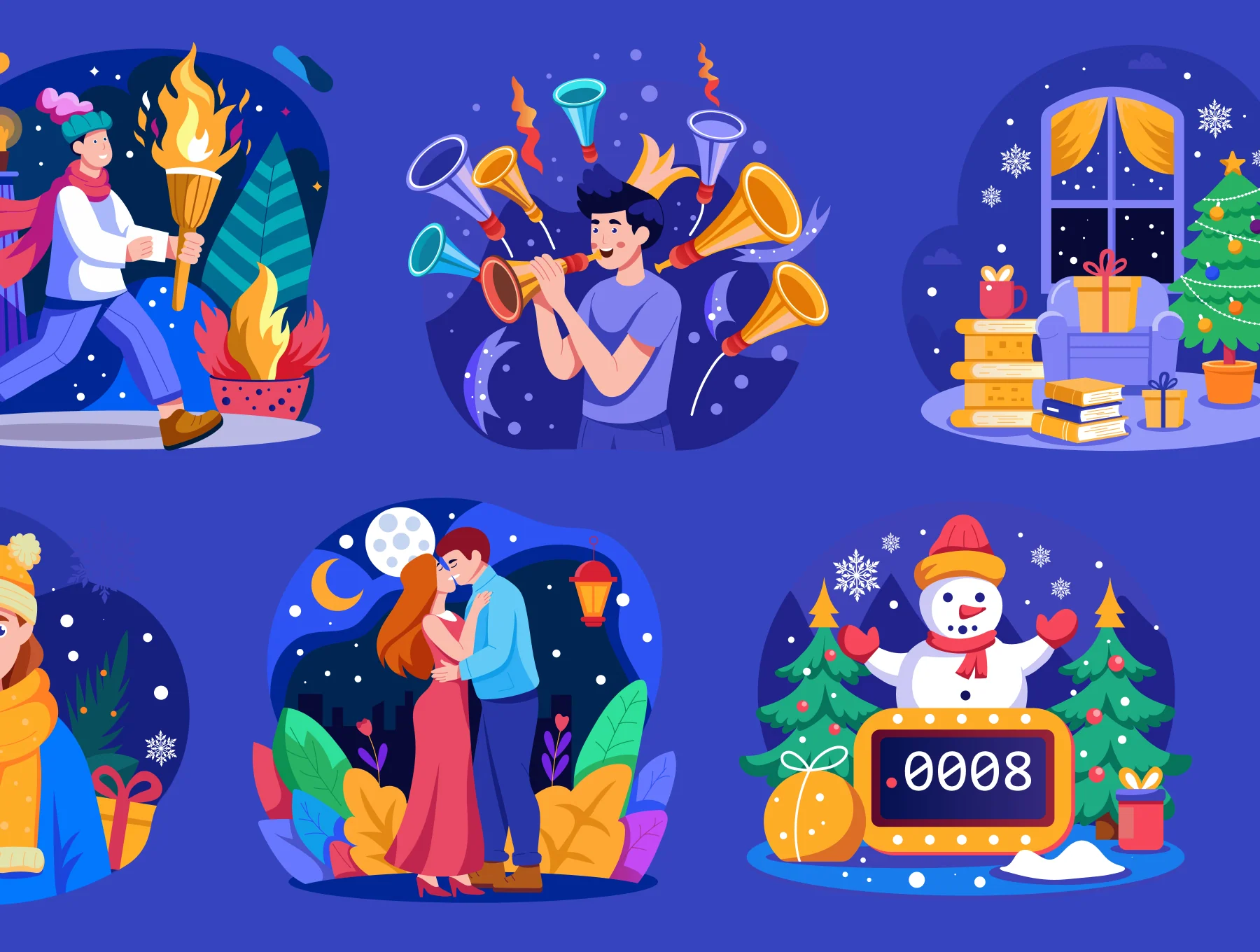 Happy New Year Illustration Pack 8