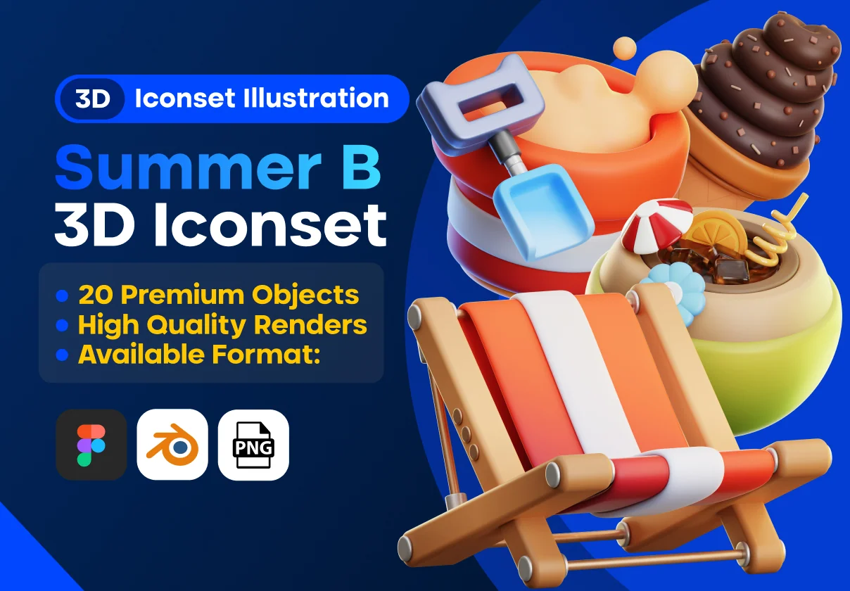 Summer Beach 3D Icons Illustration