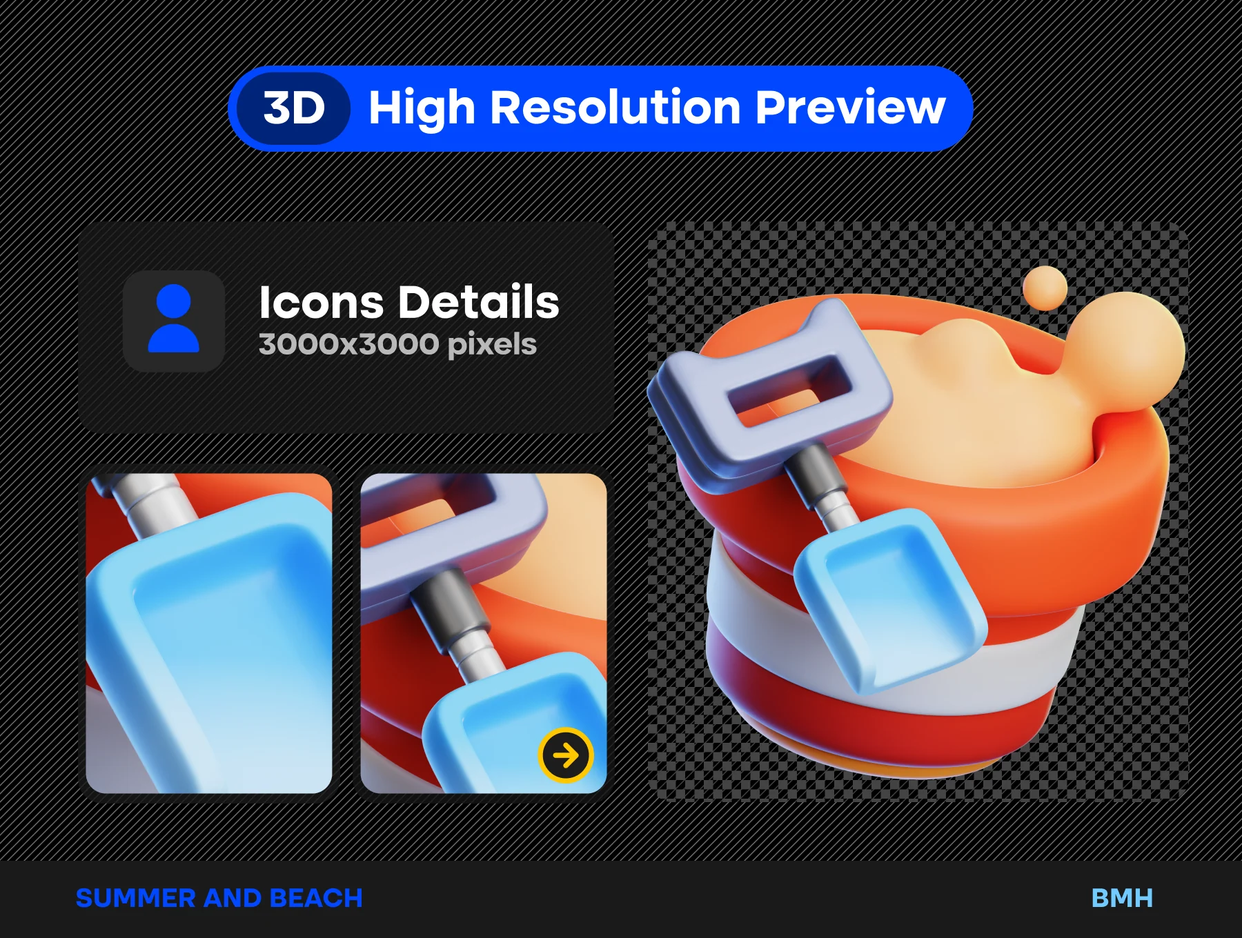 Summer Beach 3D Icons Illustration 3