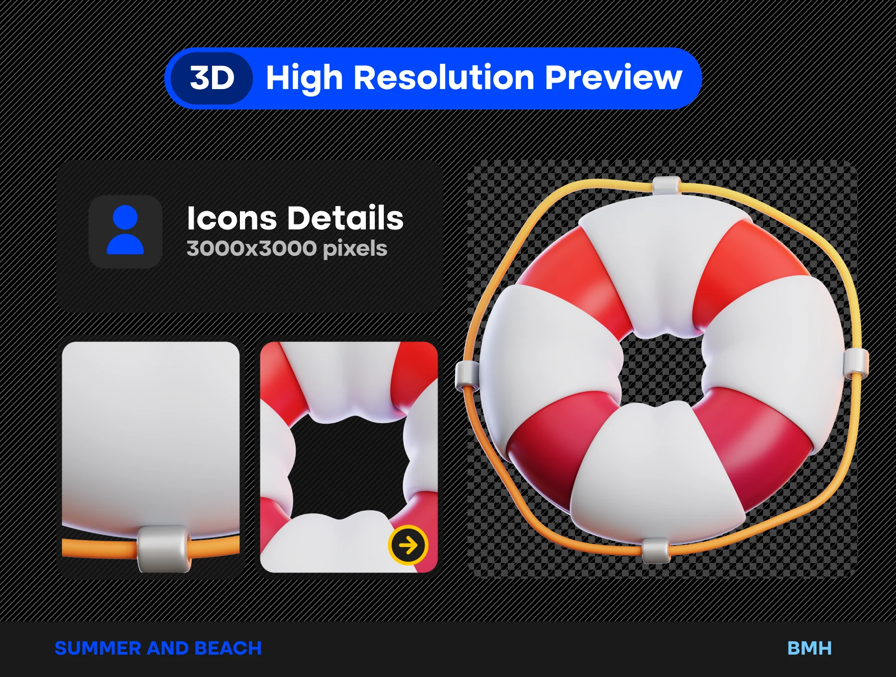 Summer Beach 3D Icons Illustration 4