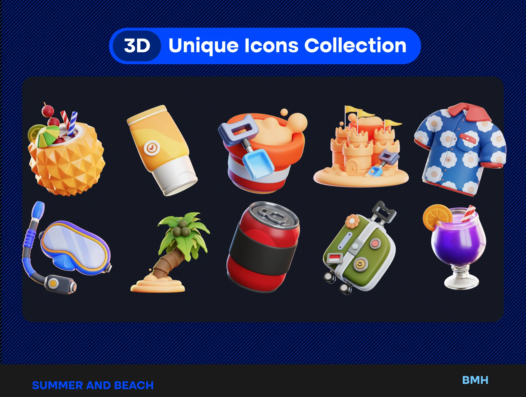 Summer Beach 3D Icons Illustration 6
