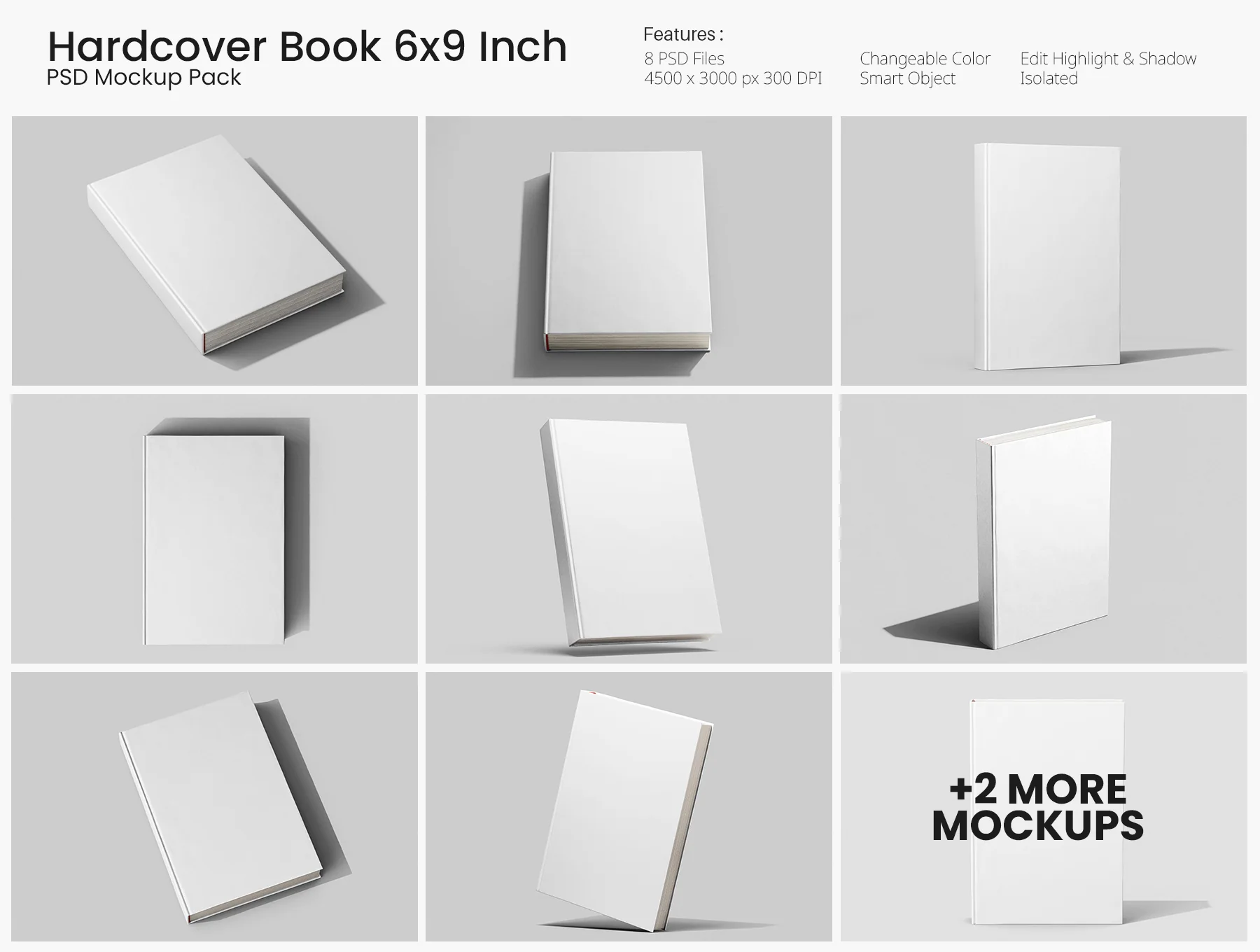 Hardcover Book 6x9 Inch Mockup Set 2