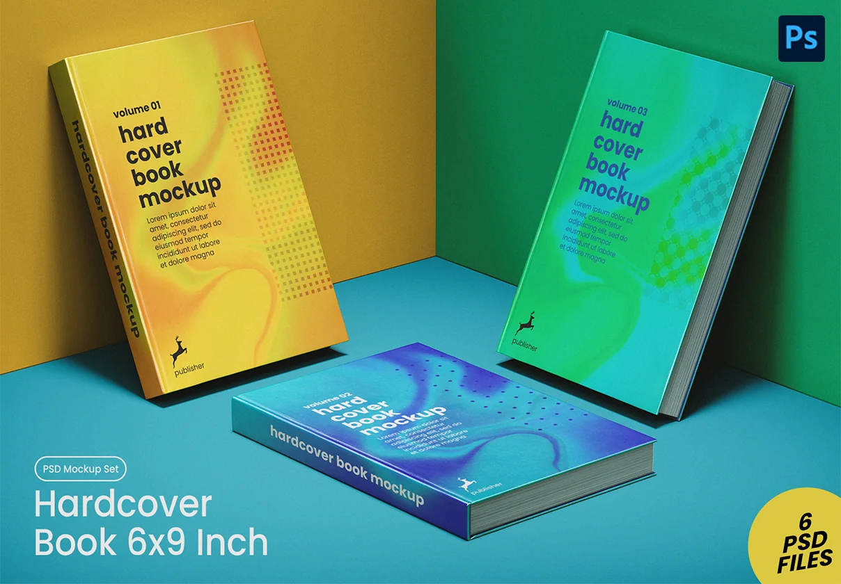 Hardcover Book 6x9 Inch Size Mockups