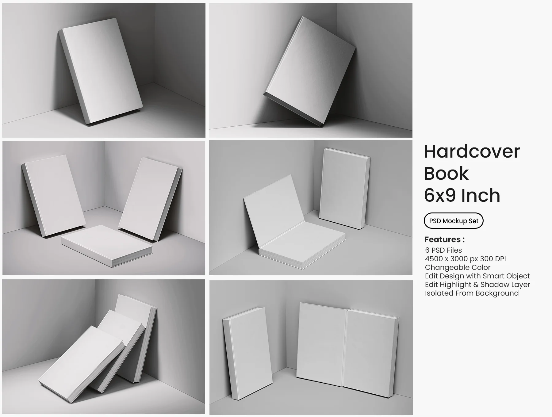Hardcover Book 6x9 Inch Size Mockups 2