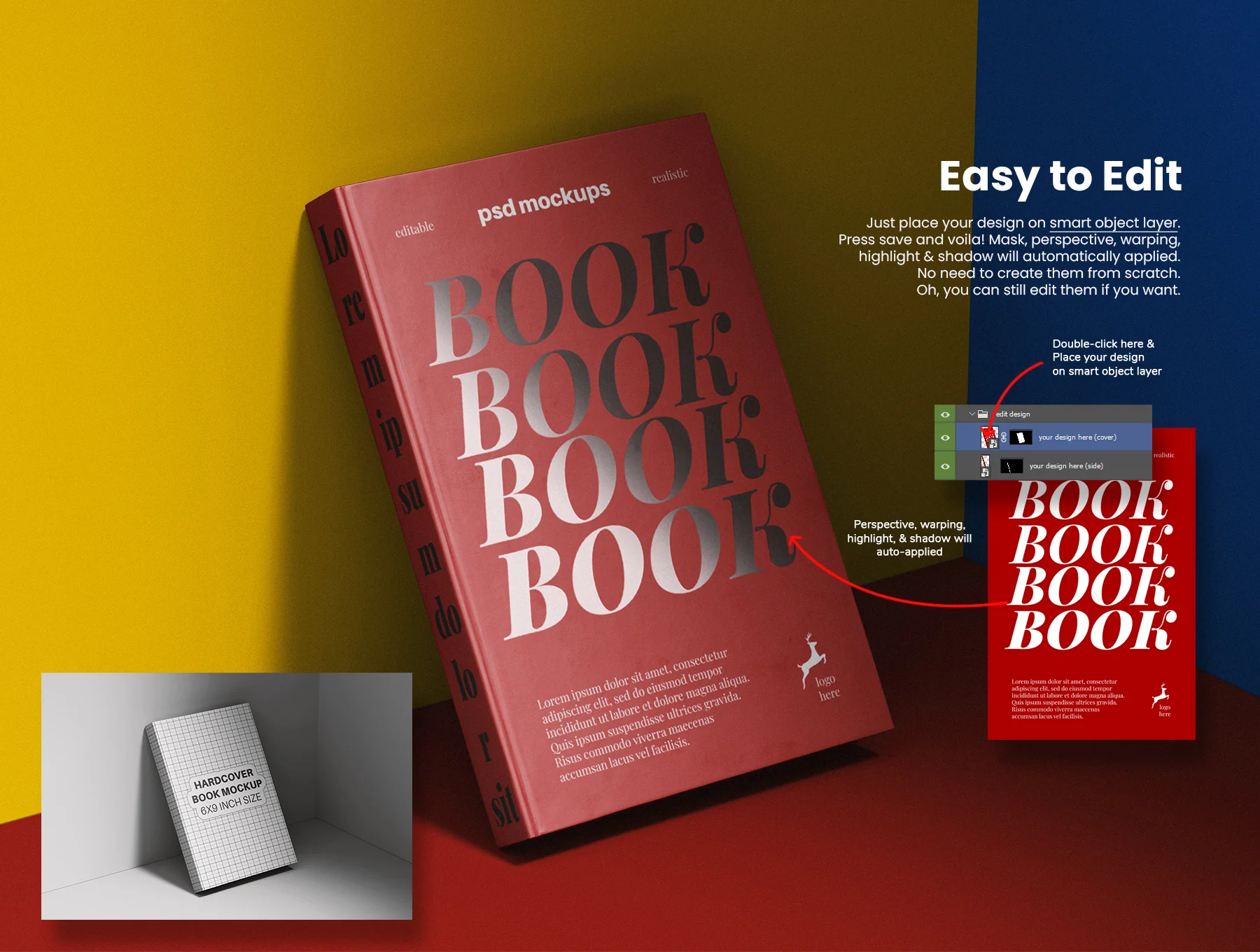Hardcover Book 6x9 Inch Size Mockups 3