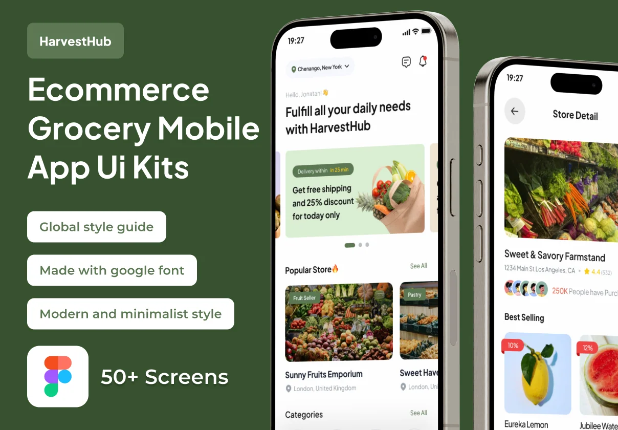 HarvestHub - Ecommerce Grocery Premium UI KIts App