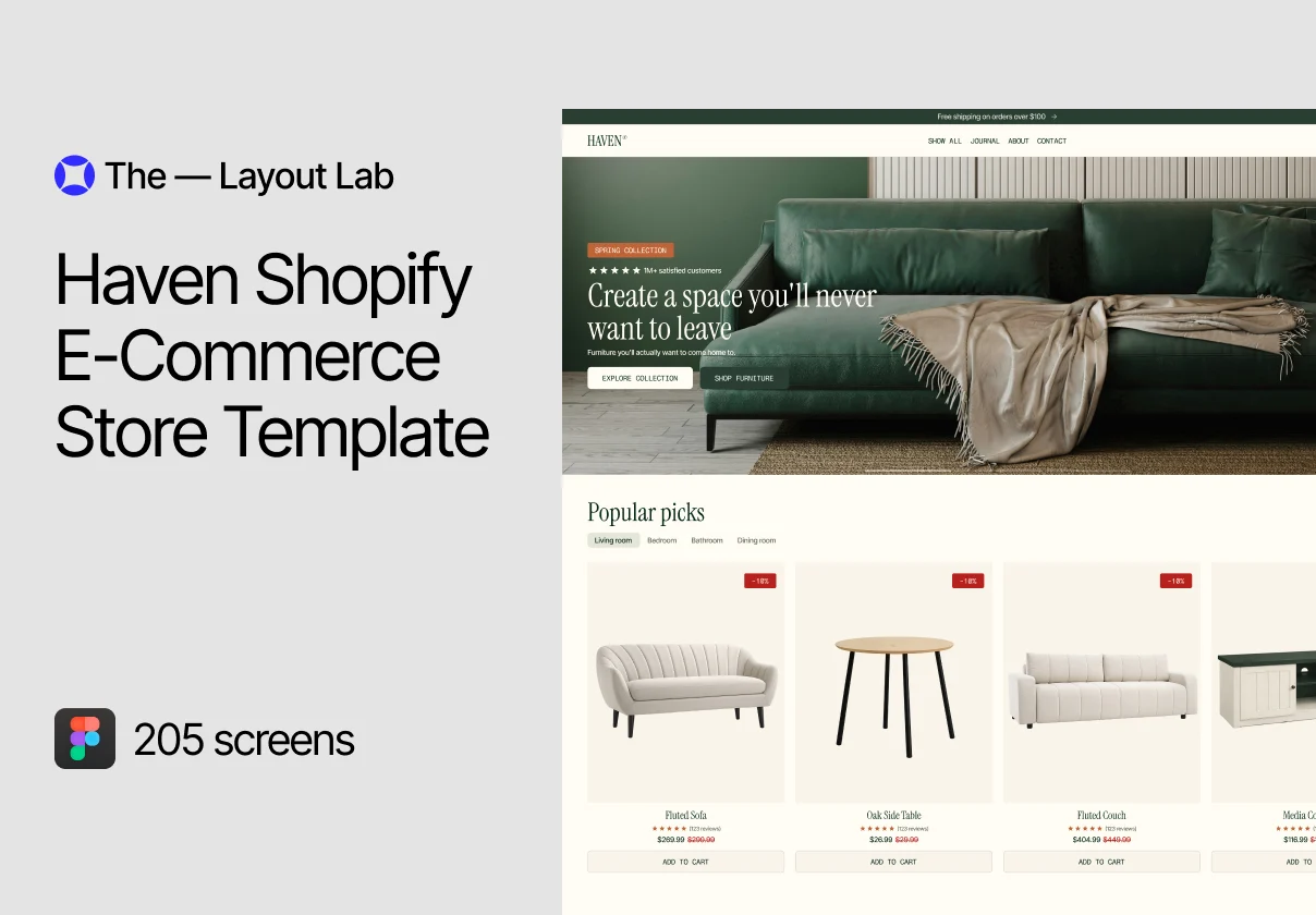 Haven Furniture Shopify E-Commerce Store Template