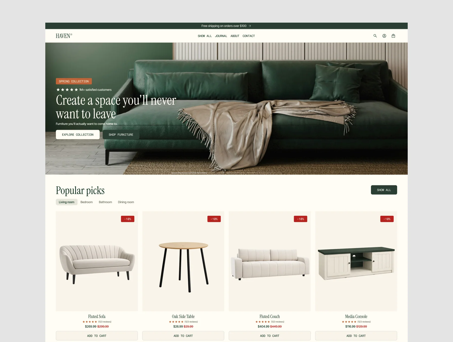 Haven Furniture Shopify E-Commerce Store Template