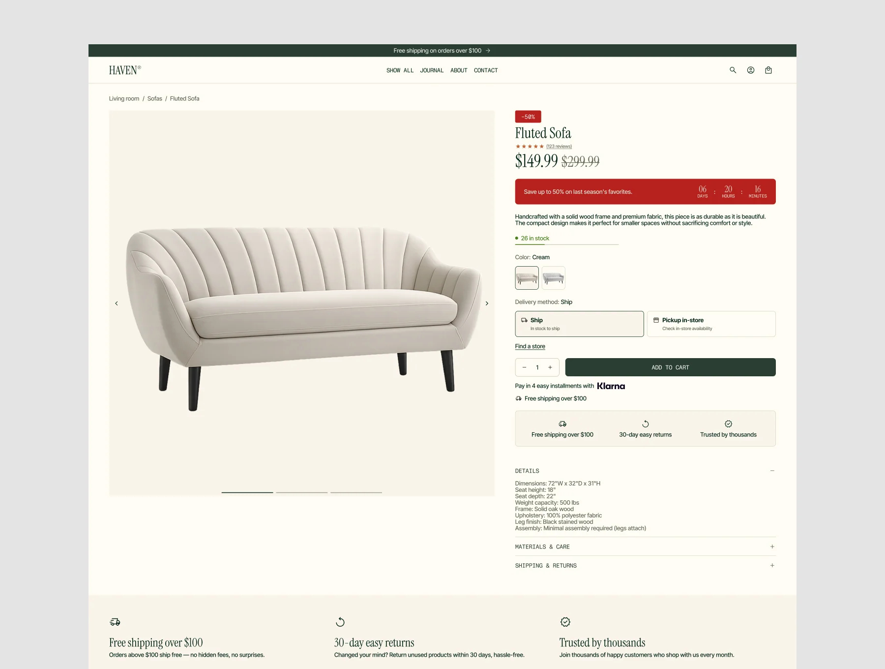 Haven Furniture Shopify E-Commerce Store Template 3