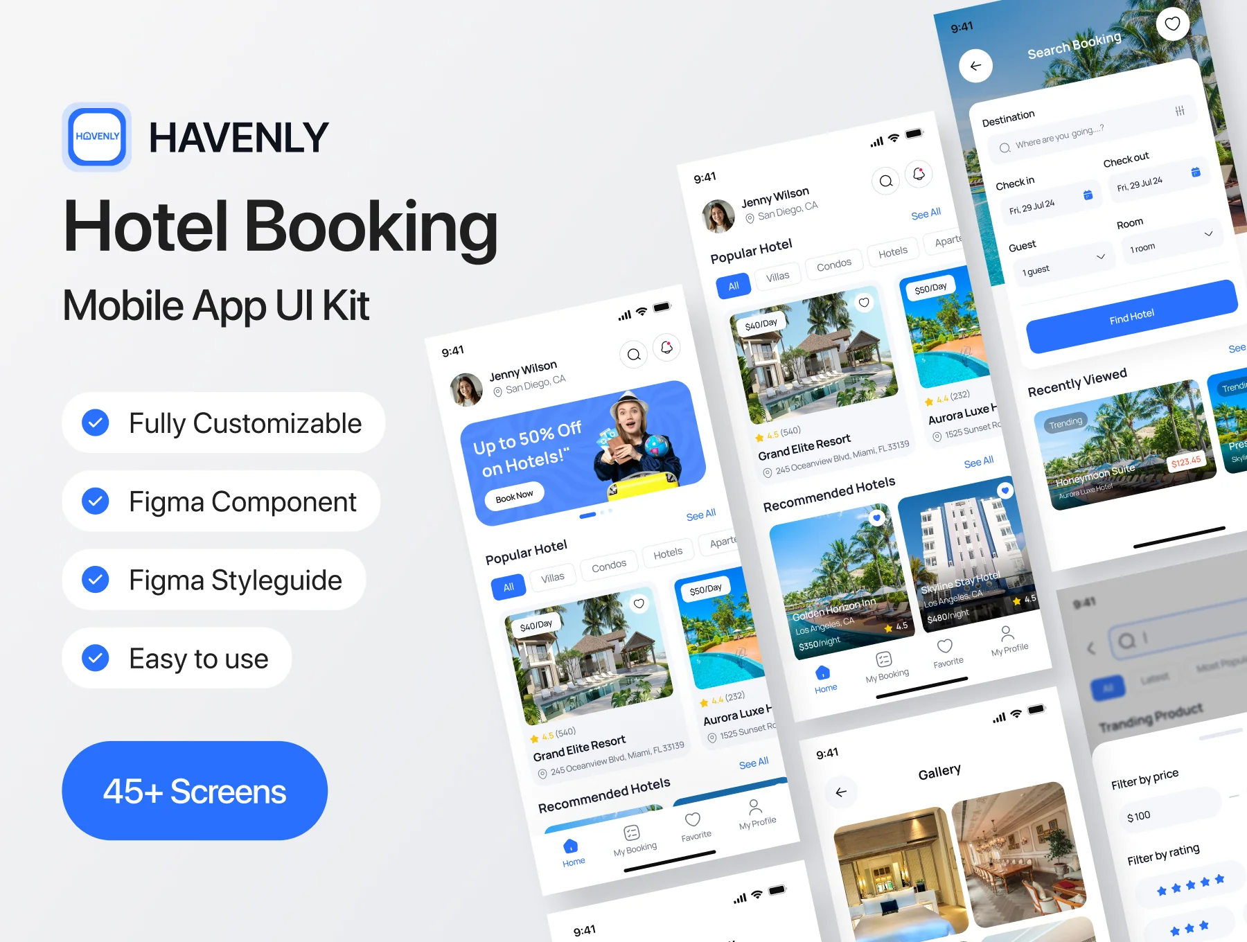 Havenly Hotel Booking Mobile App UI Kit