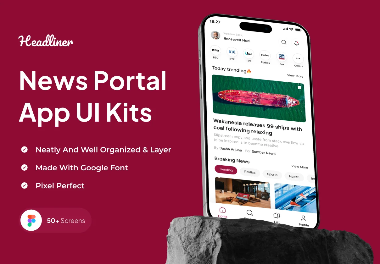 Headliner - News Portal App Mobile UI Kits