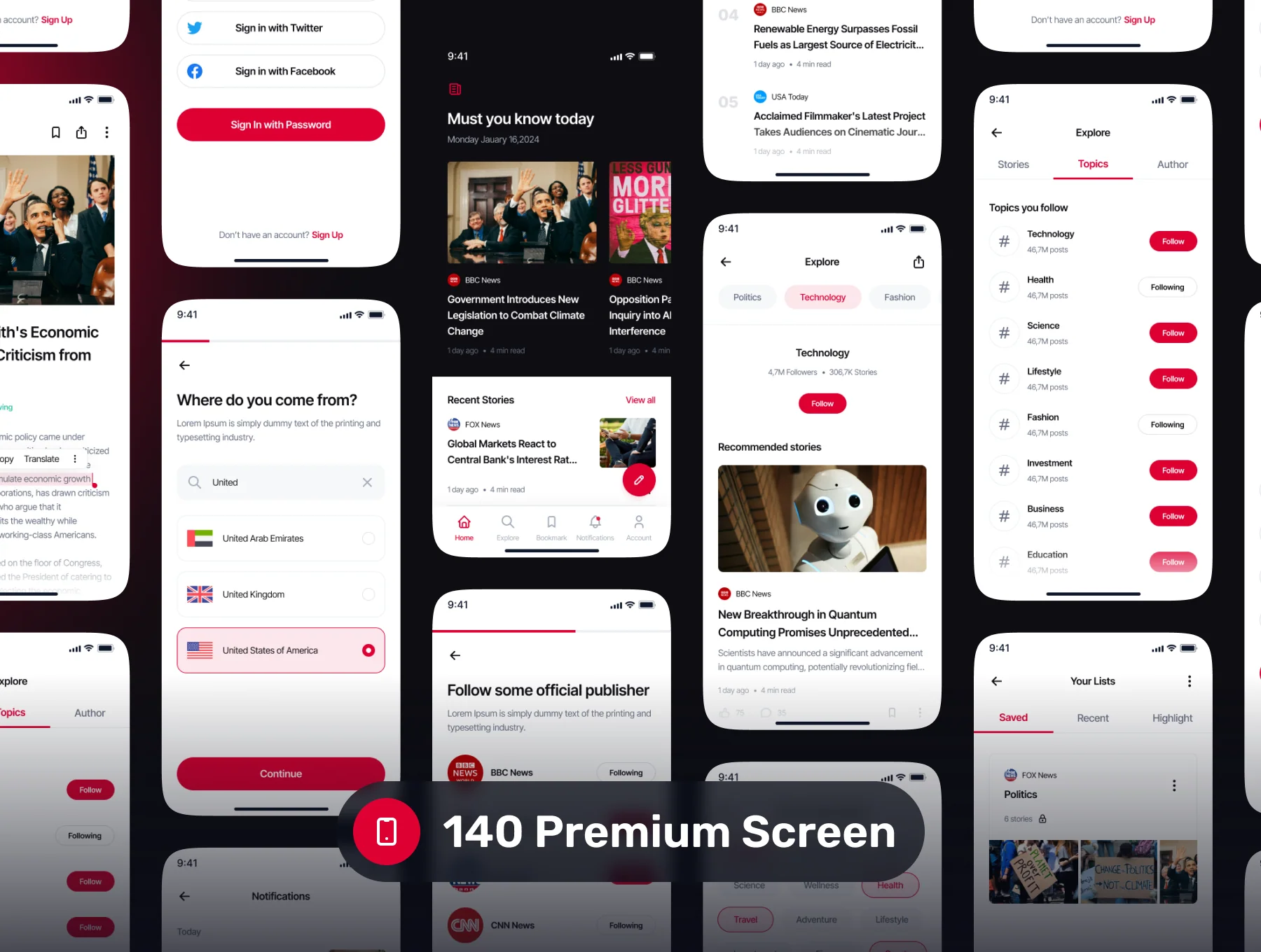 HeadNews - Modern Mobile News Premium App UI Kit 2