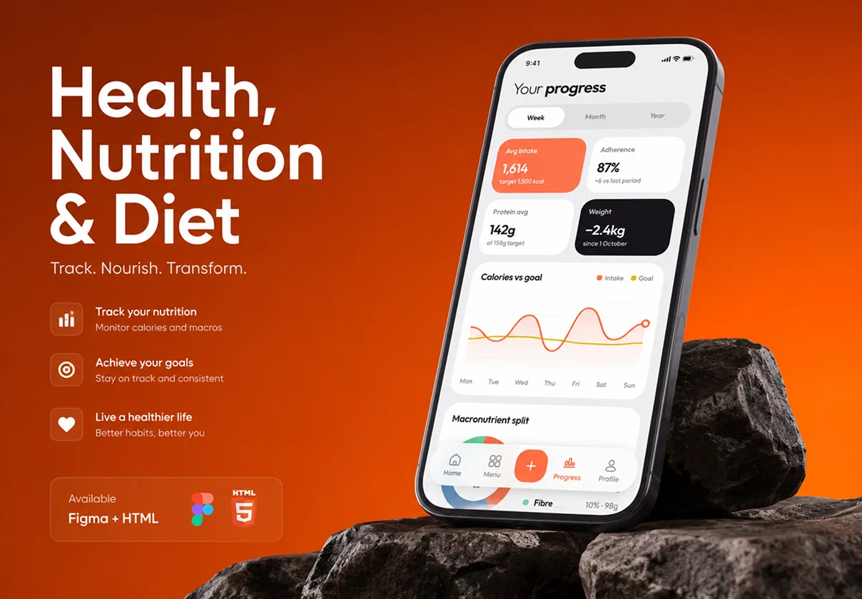 Health, Nutrition & Diet Mobile App UI Kit