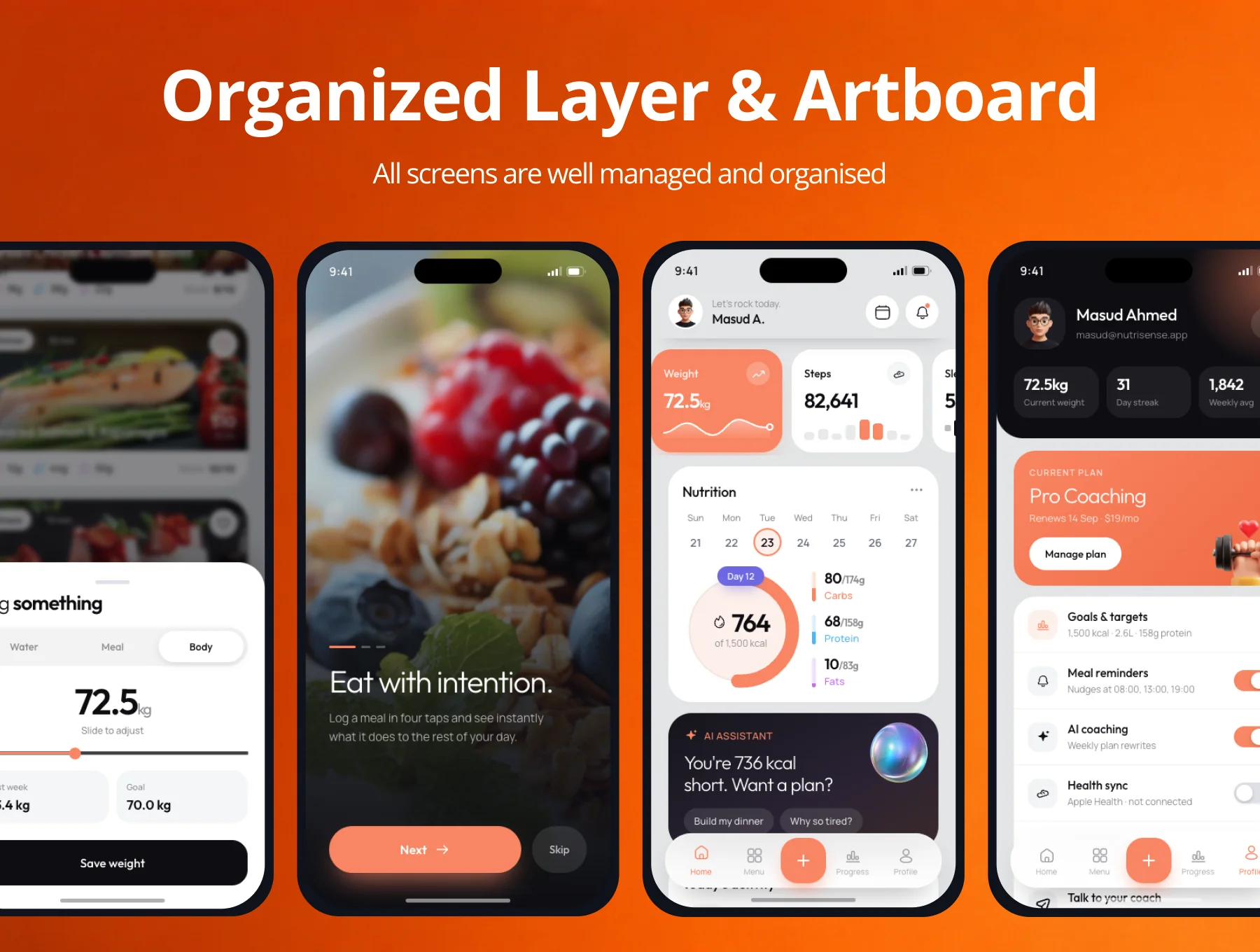 Health, Nutrition & Diet Mobile App UI Kit 5