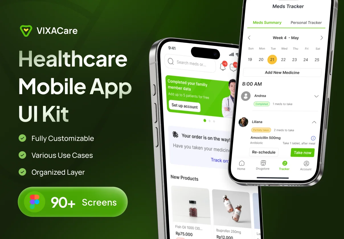 VIXA Care - Healthcare Mobile App UI Kit