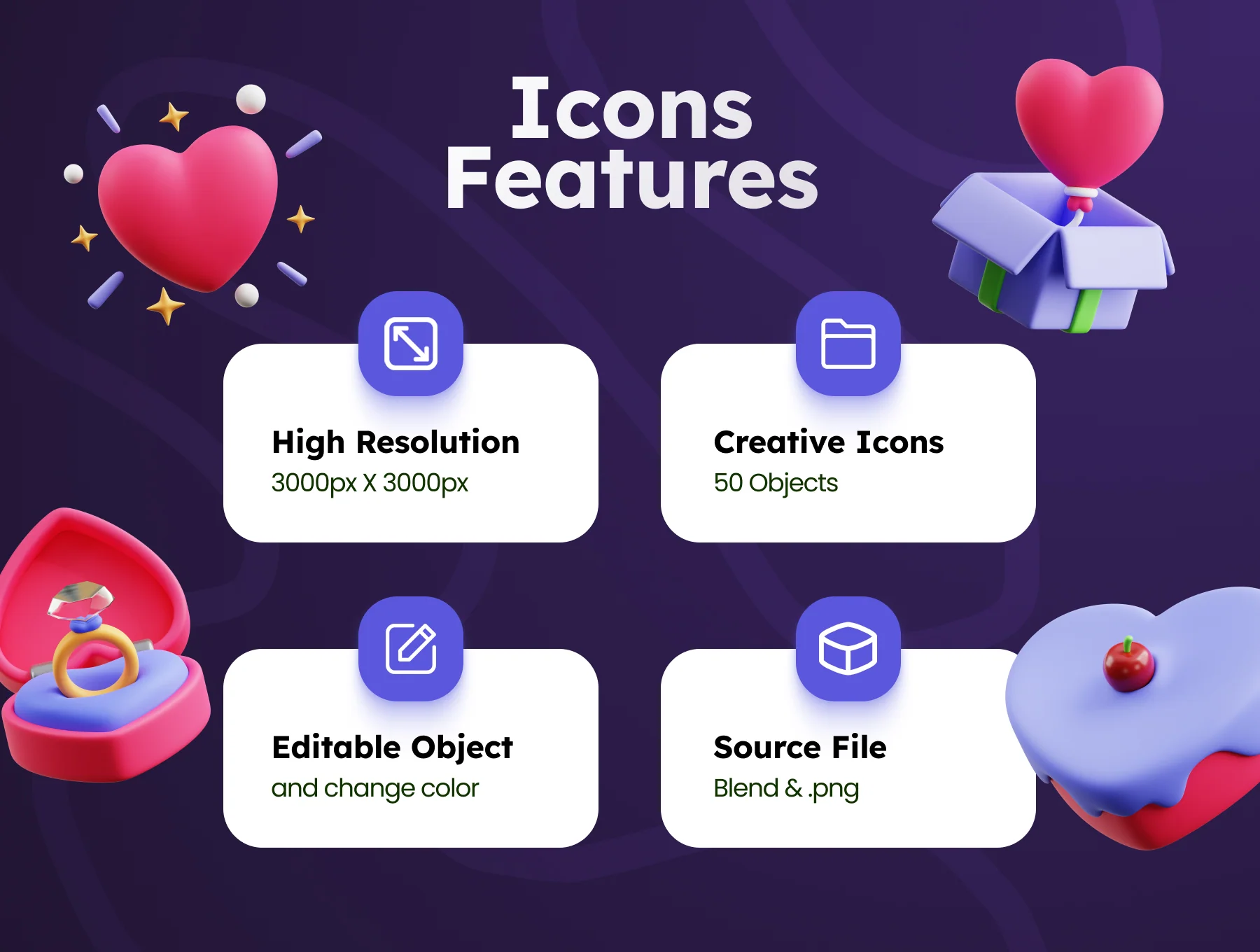 Hearts 3D Icons 2