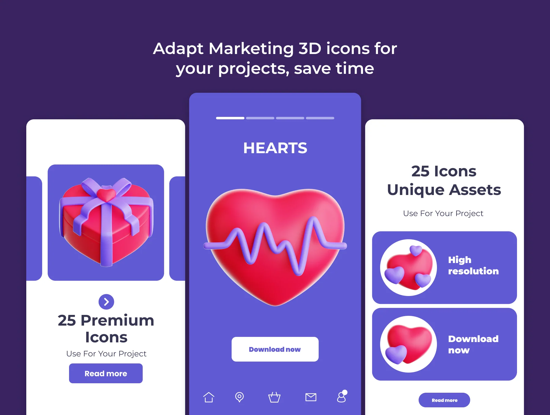 Hearts 3D Illustration Pack 3