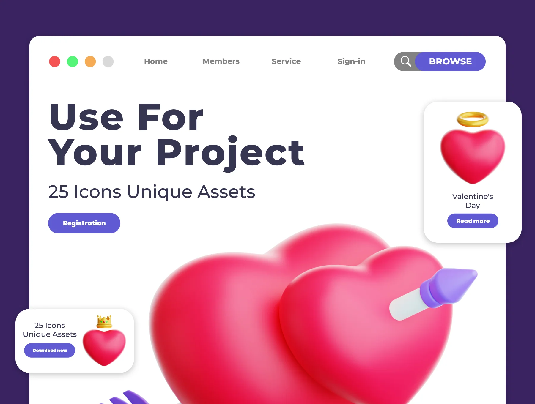 Hearts 3D Illustration Pack 4