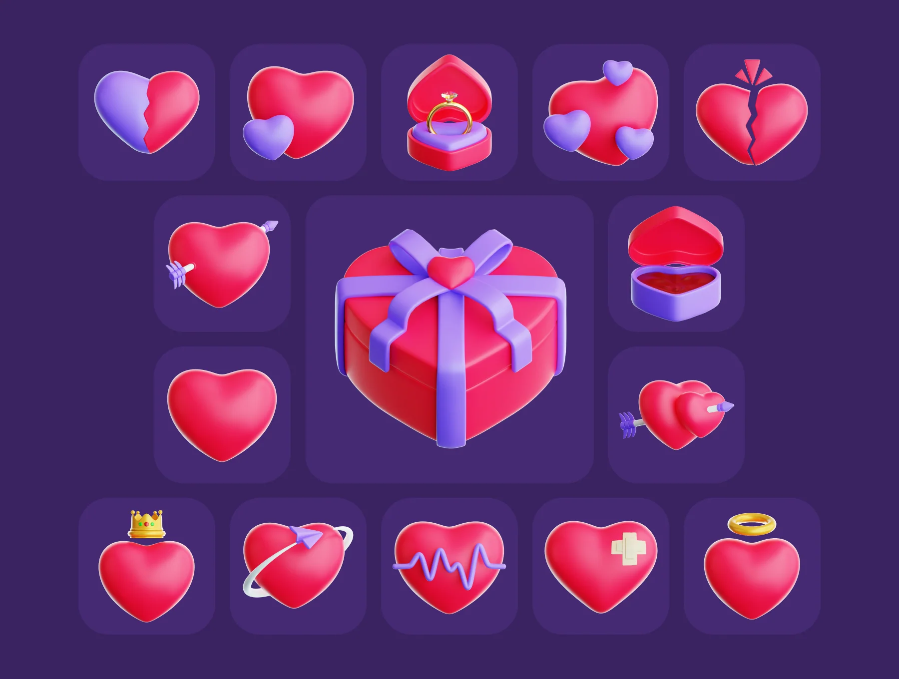 Hearts 3D Illustration Pack 6