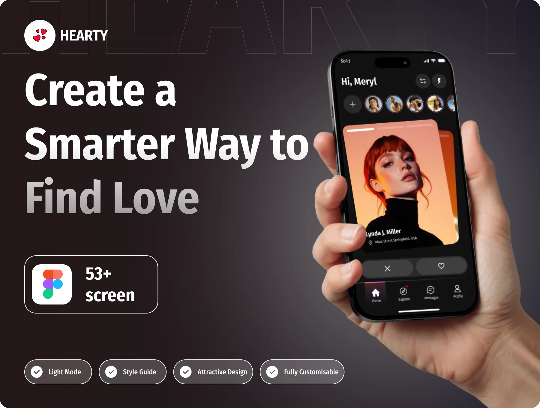 Hearty | Modern Dating App UI Kit for Figma