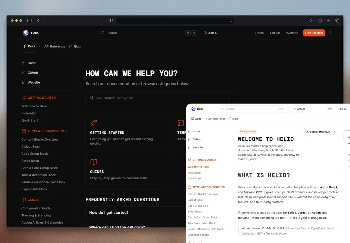 Helio - Astro documentation template