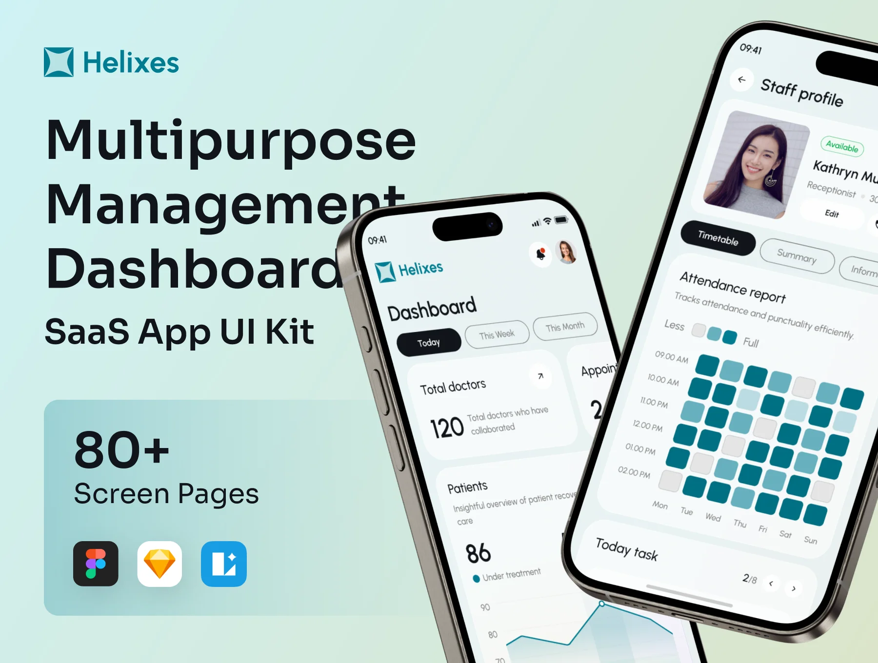 Helixes - Multipurpose Healthcare Management Dashboard App UI Kit